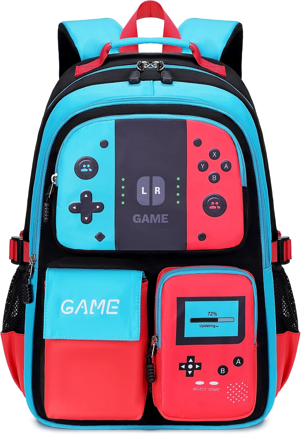 Boys Backpack Kids Elementary Bookbag Teen School Bag Game 18in Bag (1Blue)