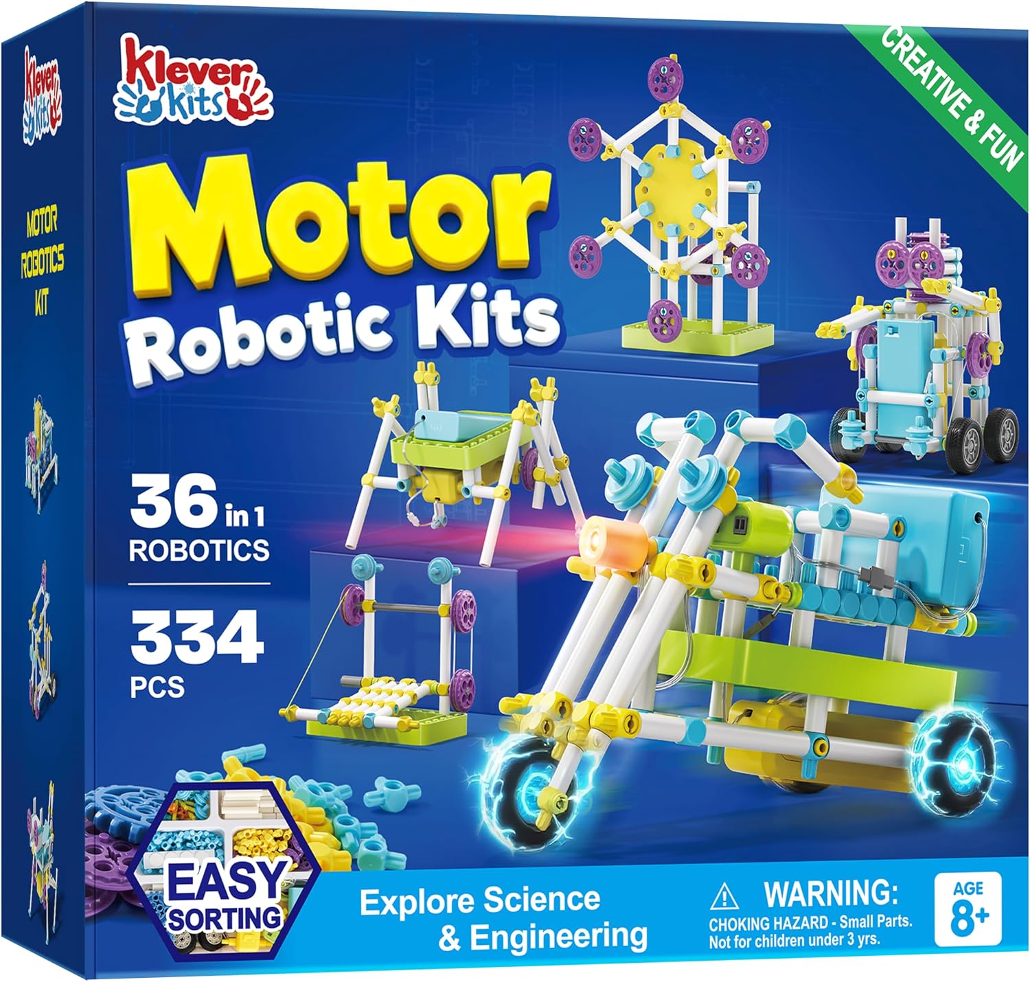 JOVA Klever Kits 36-in-1 Motor Robotic Kits, Make Your Own Kids Craft Kits Educational STEM Toys for Ages 8-13 Boys and Girls, Science Gifts for 8 Years Old