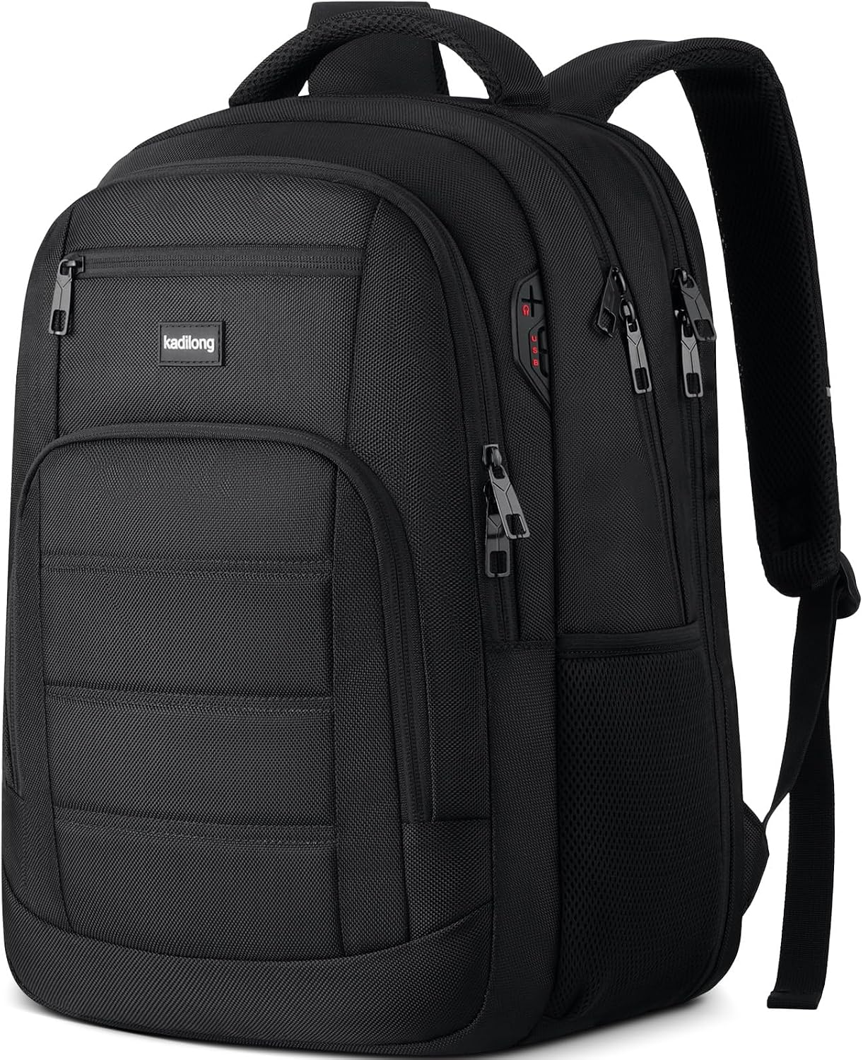 kadilong School Backpacks for Teen Boys Laptop Backpack Men,Bookbag College Computer Bag with USB Charging Port for Work Business Middle High School Student,Black