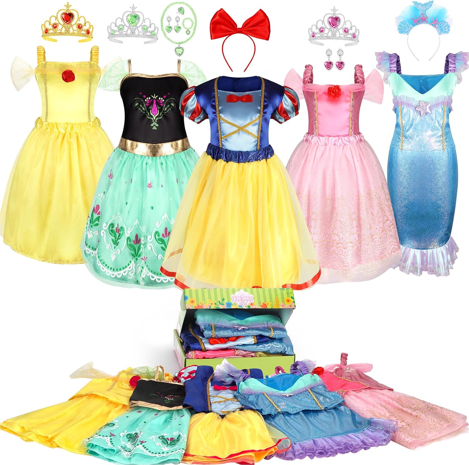 HAMSILY Princess Dress Up Clothes for Little Girls 3 4 5 6 Year Old | Princess Costume for Girls Toddler, Girl Toys Age 3-6, Girl Birthday Gifts, Christmas Gift