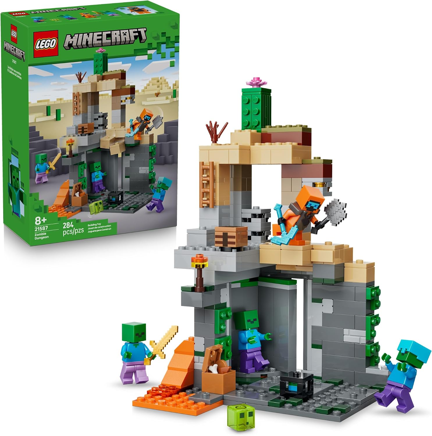 LEGO Minecraft Zombie Dungeon Building & Pretend Play Toy for Boys & Girls – Video Game Playset & Toy Figures for Kids, Ages 8+ – W/Wandering Wastelands Minifigure – Gift Idea for Birthdays – 21587