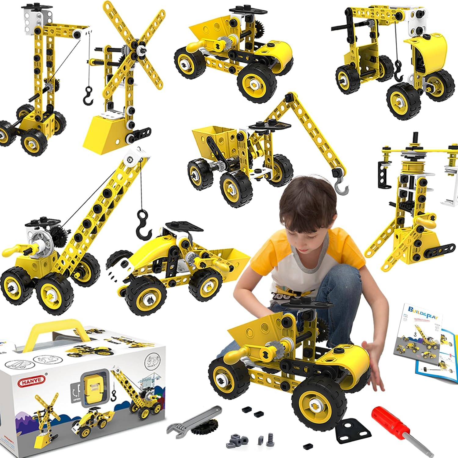 choopheme 10 in 1 Stem Toys for 5 6 7 8 9+ Year Old Building Block Kit Stem Activities Projects Boy Toys Age 4-8 5-7 6-8 8-10 Creative Set Educational Engineering Excavator Construction Birthday | Stem Activities Projects 4-8 5-7 6-8 8-10 Creative Set Educational Engineering Excavator Construction Christmas Gift
