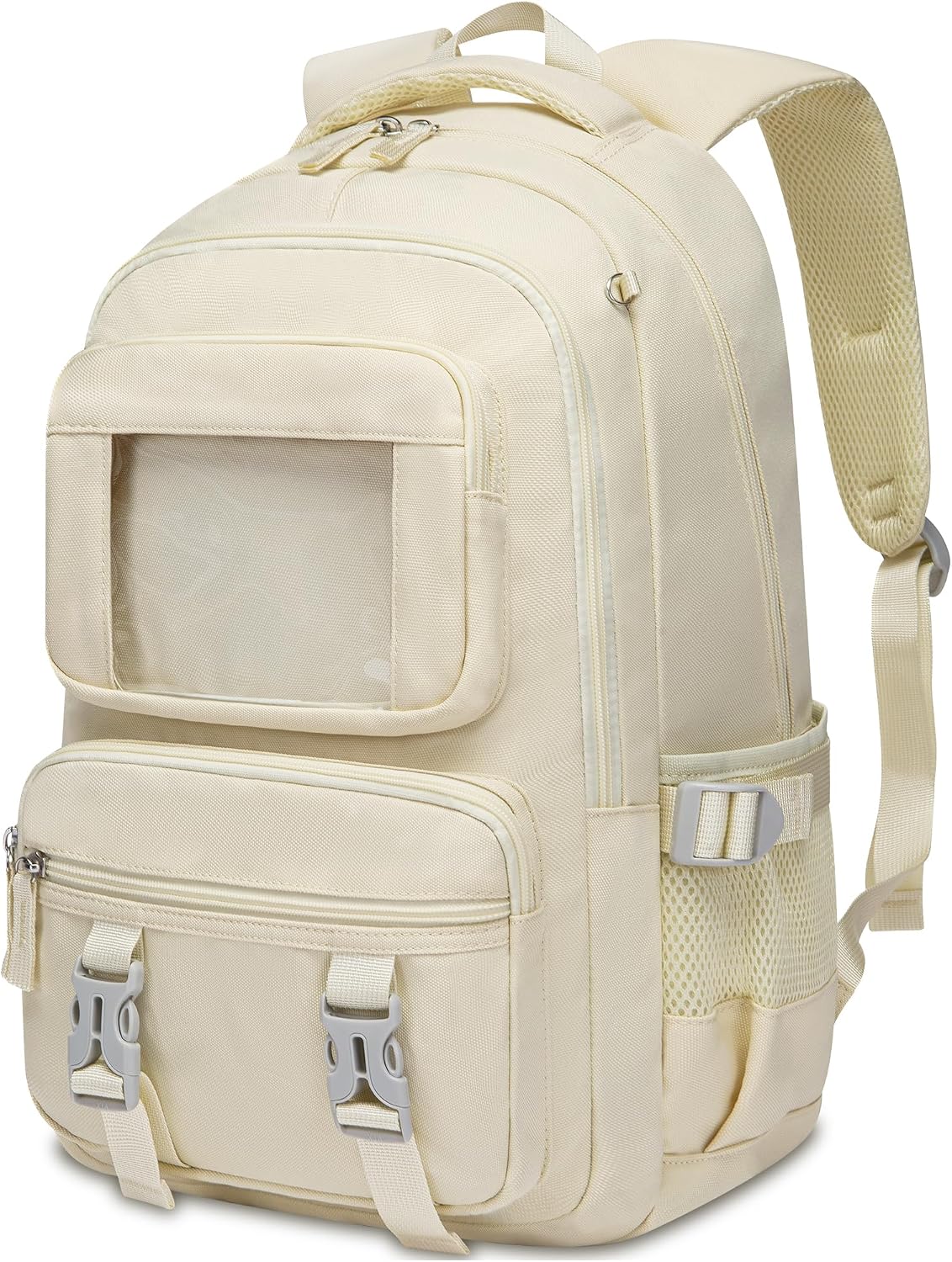 Kids School Backpack for Girls Ages 6-8 8-10 10-12 12-14 Elementary Middle School Book Bags with Laptop Compartment for Teens Teenagers Girls Mochilas Escolares para Niñas (Beige, Solid)