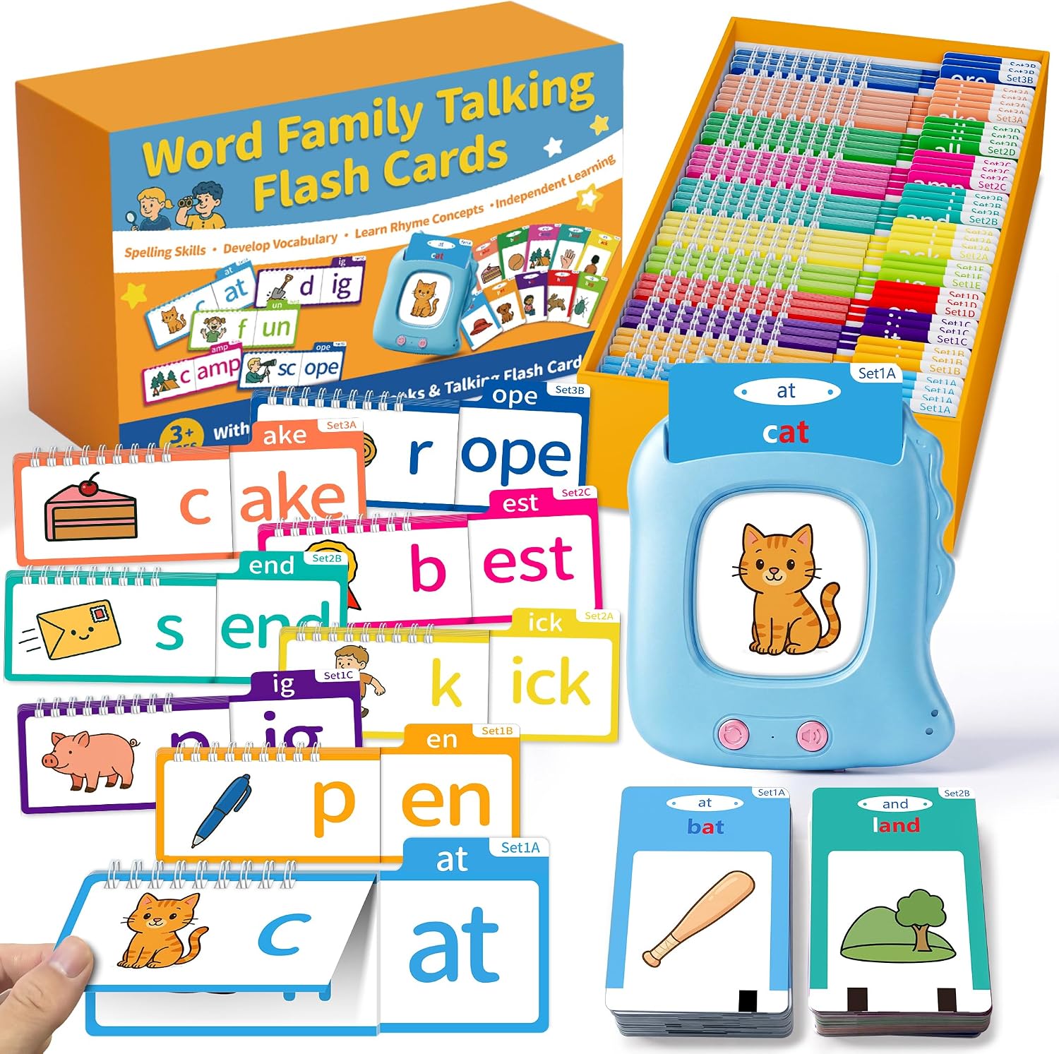 Phonics Flip Book & Talking Flash Cards, Word Family Build Book Set | 40 Read & Rhyme Flip Books, 144 Talking Flash Cards, Learn to Read for Kids Ages 3-8, Phonics Word Cards for Kindergarten