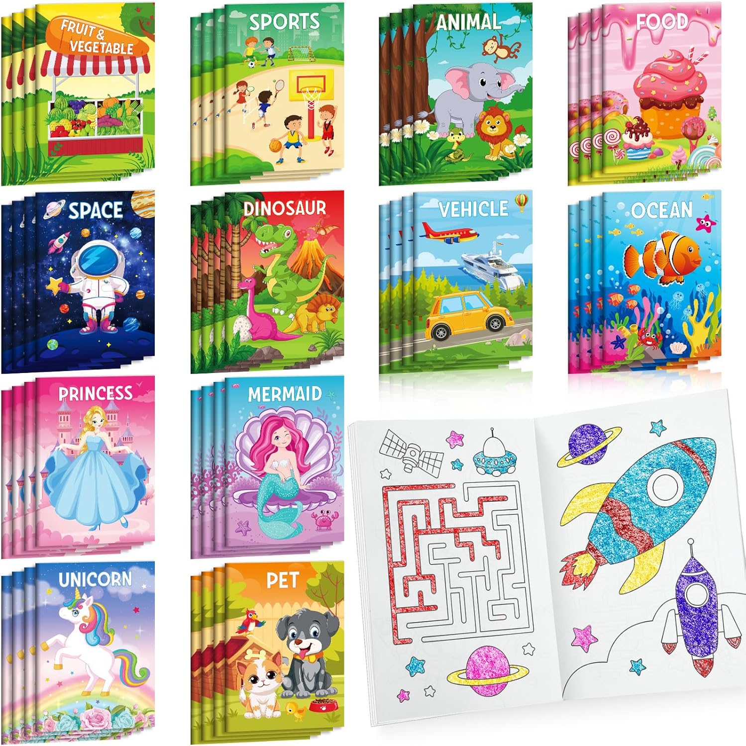 BenLouis Mini Coloring Books Bulk for Kids Ages 4-8-12 （24pcs Classic） | Party Favors for Kids, Small Activity Books, Goodie Bags Stuffers for Kids, Birthday Classroom Travel Activities Gifts