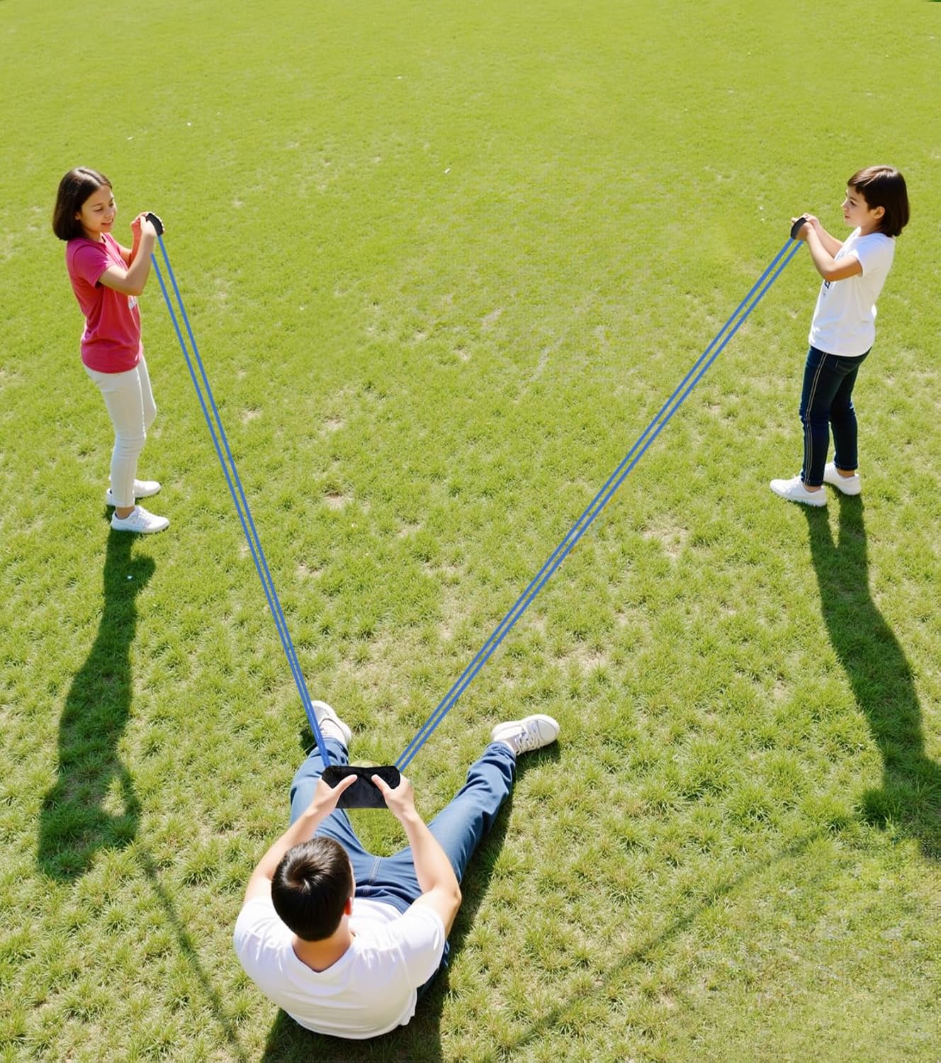 Water Balloon Launcher Slingshot 3 Man Slingshot 300 Yd Outdoor Game (blue) | Durable 800D Oxford, High Elastic Rubber, Multi Use Fun, Lightweight 5oz Design