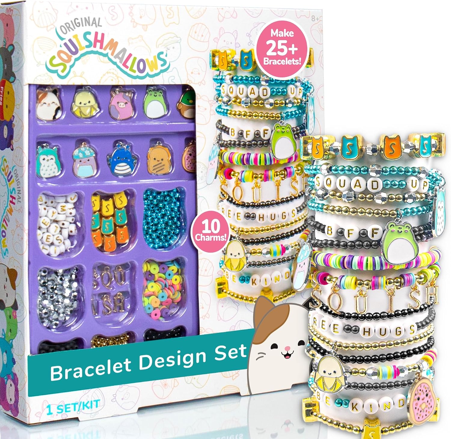 Horizon Group USA Jewelry Making Kit, Squishmallows Bracelets | Bracelet and Accessories Design Set, Cute DIY Beading and Jewelry, Includes String, Beads, and Charms, Makes 25+ Pieces