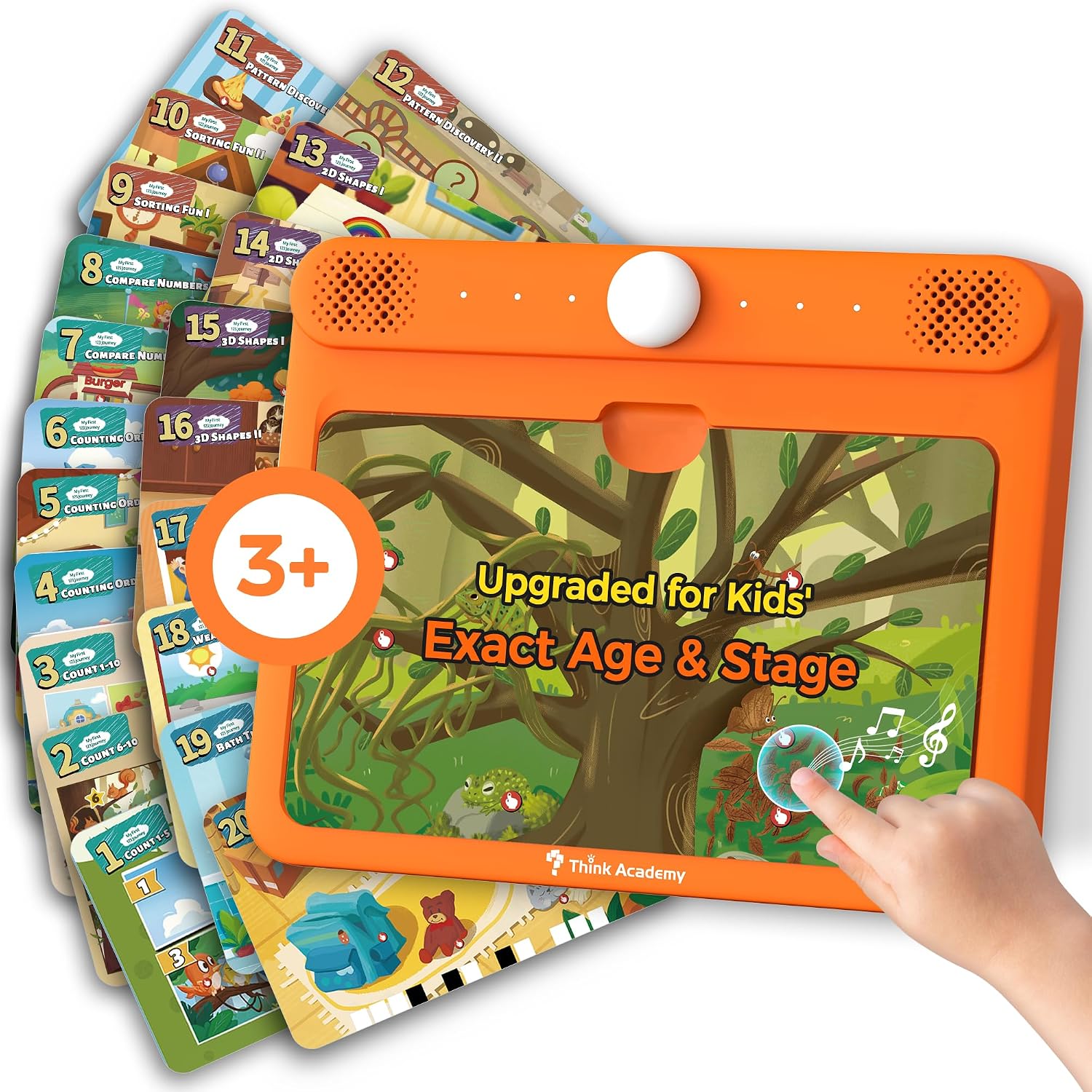 Think Academy Learning Pad for 3+, Age-Optimized Screen-Free Tablet | Screen-Free, Learn to Read, Phonics Flash Cards with Alphabet/ Words/ Numbers/ Music, Preschool Learning Activities