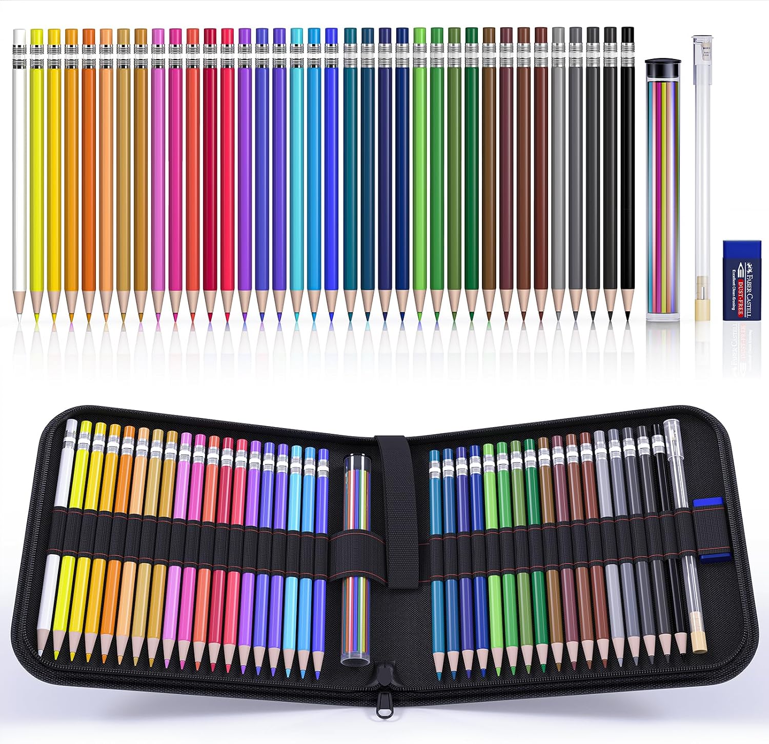 Four Candies 2.6MM Erasable Mechanical Colored Pencils with Sharpener 36PCS | Twistable Colored Pencil Set with Storage Bag, Drawing Color Pencils for Adults Coloring, Sketching, Crafts and Creative Art
