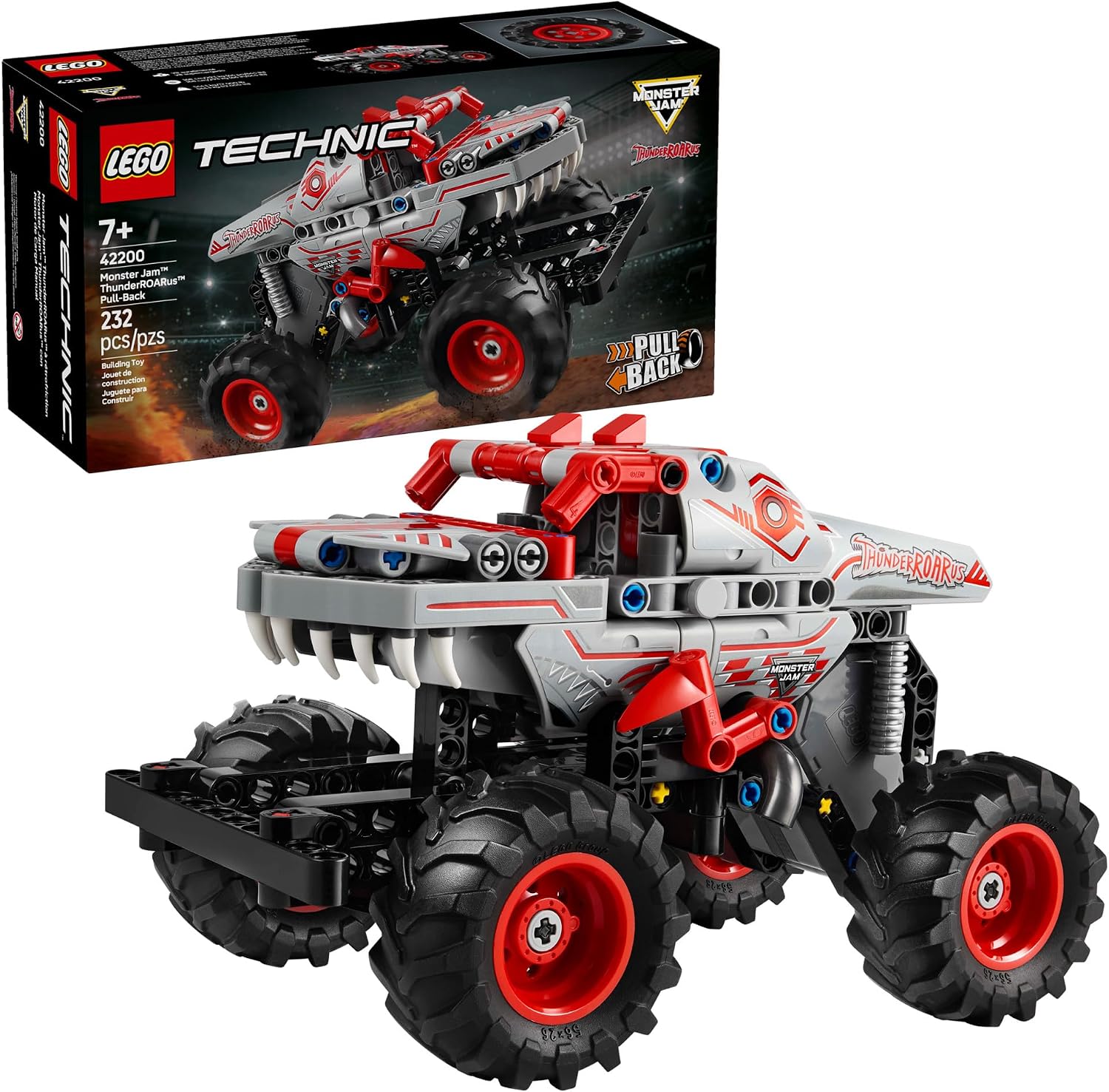 LEGO Technic Monster Jam ThunderROARus Pull-Back Monster Truck Toy – Building Toy for Kids, Boys and Girls, Ages 7+ – Creative Gift Idea for Lovers of Trucks – 42200
