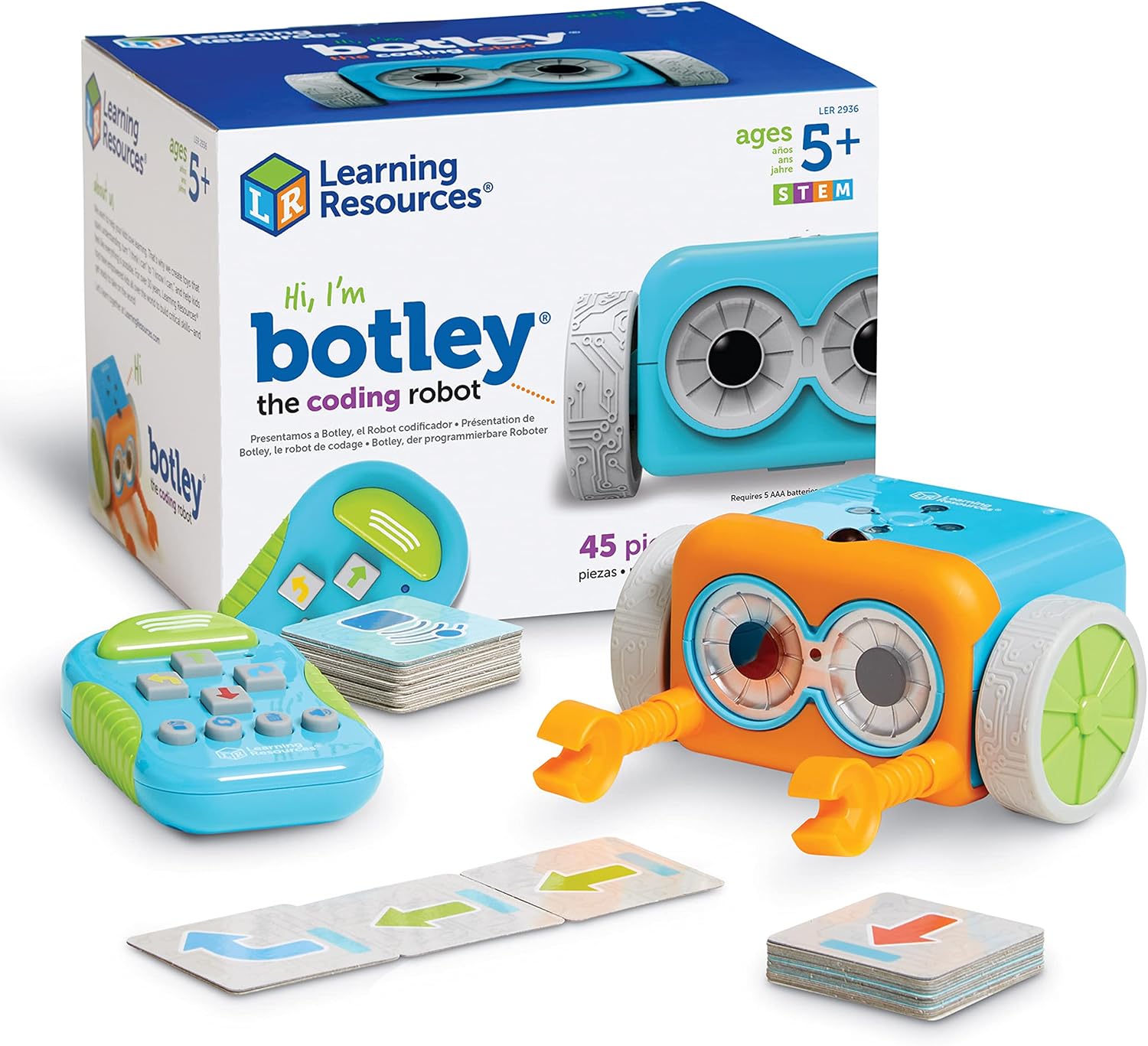 Learning Resources Botley the Coding Robot – Code Games for Boys and Girls, Robotics for Kids, STEM Programming, Scientific Building Toys, Engineering Gift Set | Screen-Free Toy Robot for Kids, STEM Games, Programmable Coding for Kids, Interactive Gifts for Boys and Girls, Ages 5+