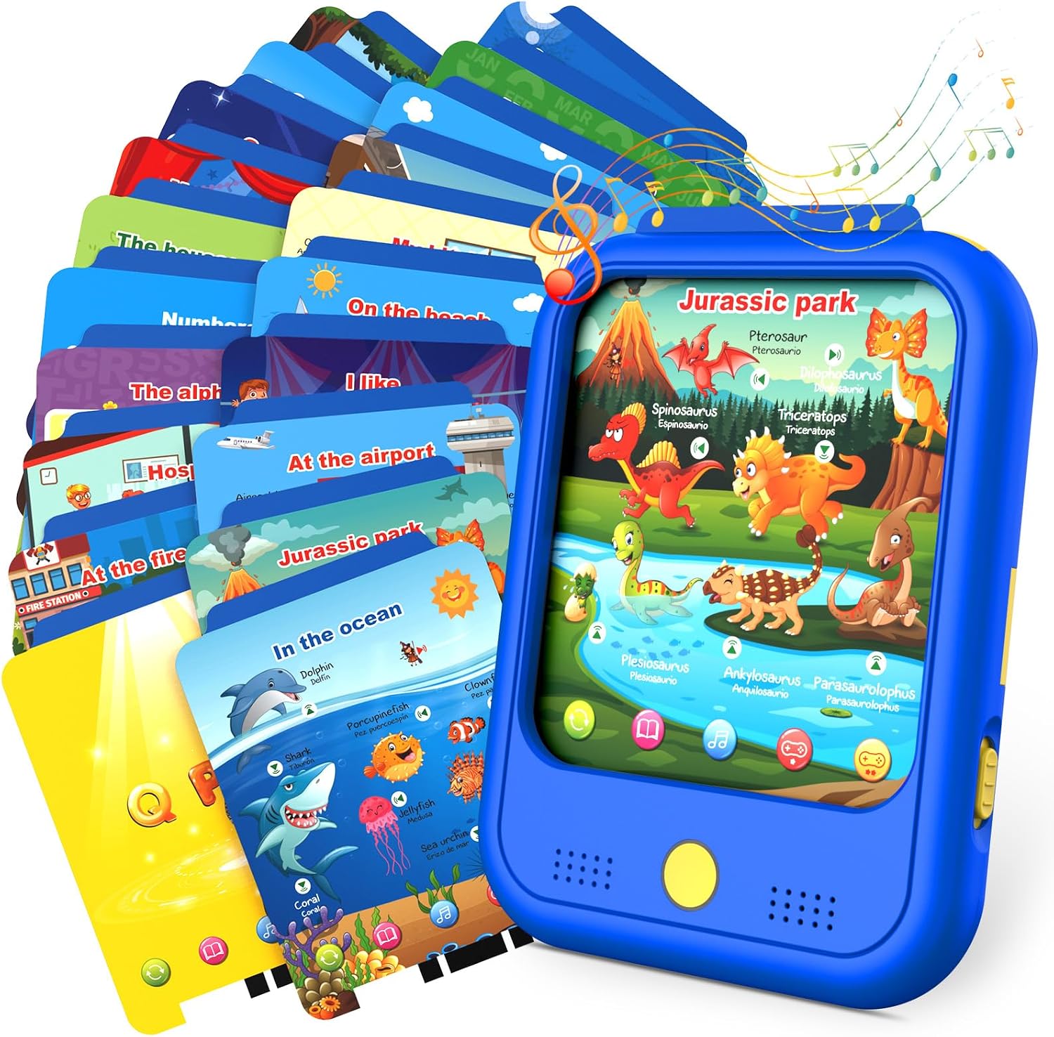 Qiaojoy Kids Learning Tablet Educational Learning Pad for Toddlers 2-5 | Bilingual Talking Flash Cards,40 Themes,1000+ Words,100+ Interactive Games,Screen-Free Toddler Learning Toys Gifts