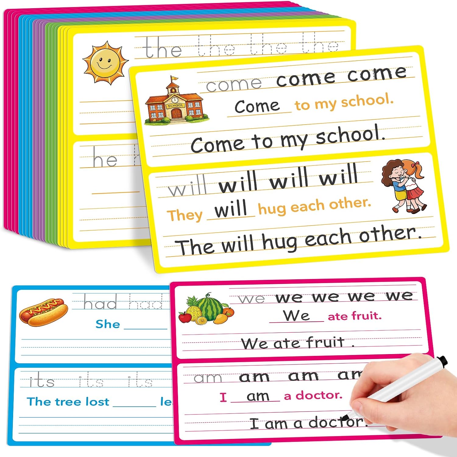 Sight Words Flash Cards Sentence Building for Kids Phonics Games | Flash Cards Workbooks, 1st 2nd Grade Kindergarten Preschool Learning Activities Classroom Must Haves Homeschool Supplies