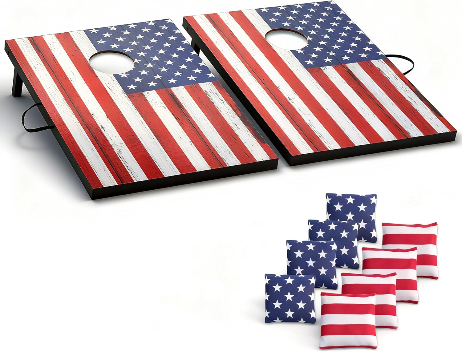 Cornhole Board Set MDF Wood – Choose 3×2′ or 4×2′ Size | Portable, Includes 8 Cornhole Bags, for Backyard, Camping, and Outdoor Tailgating