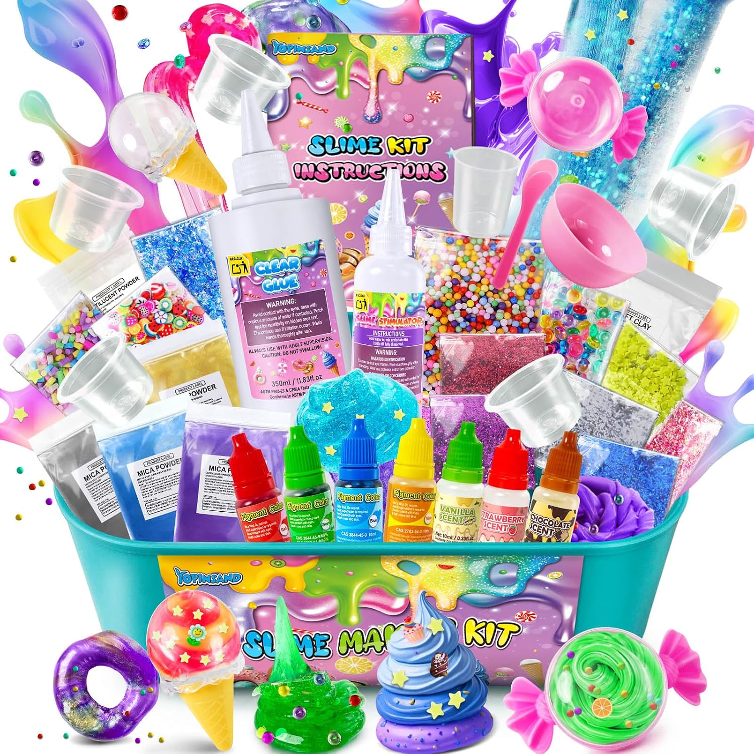 DIY Slime Kit for Girls, Galaxy Slime Making Kit for Kids 3-12 | Glow in The Dark, Butter & Cloud Slime Kit with Add-ins, Foam Balls, Charms, Glitters, Gift Toys for Boys Girls