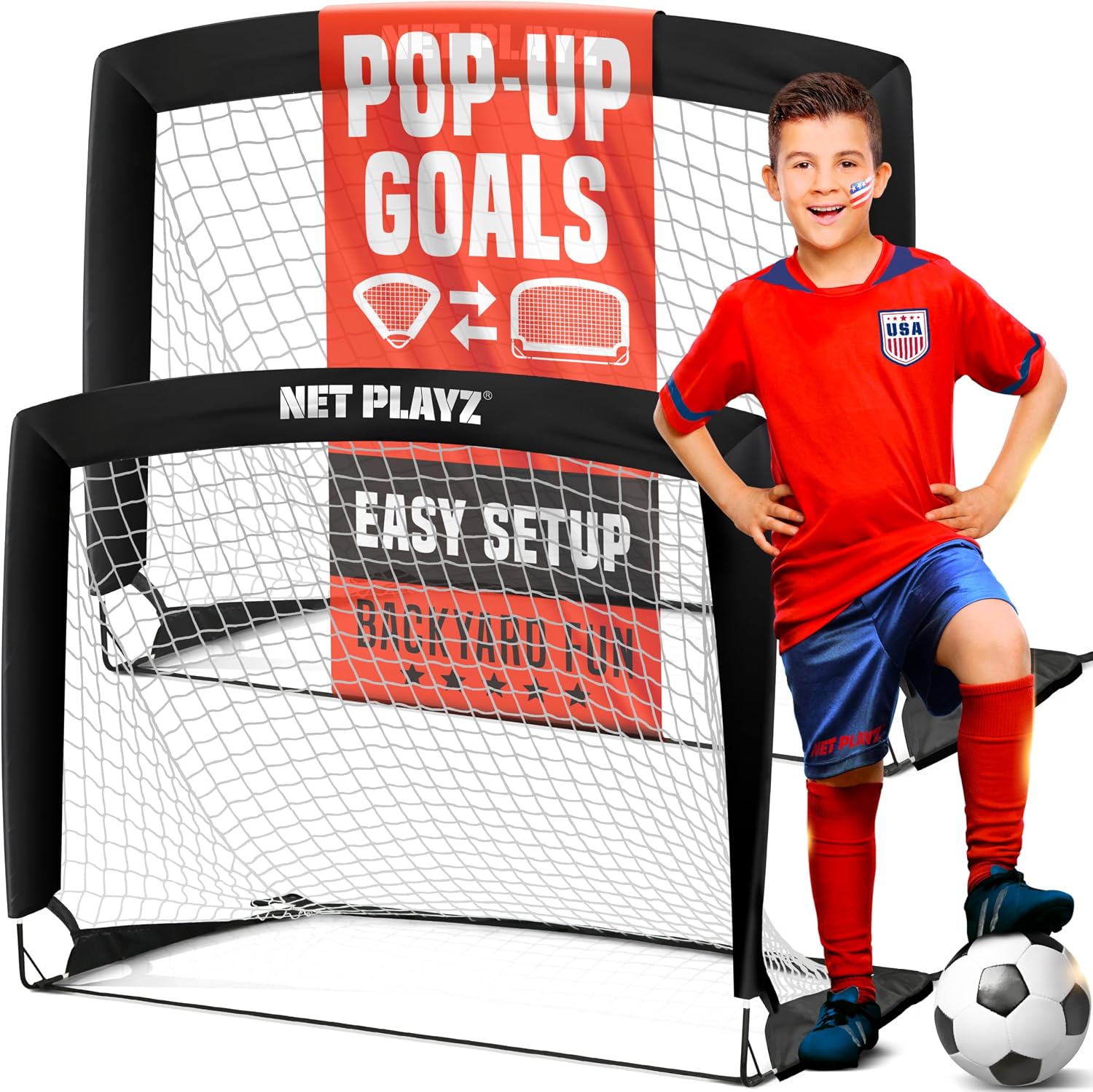 NET Playz 4ftx3ft Easy Fold-Up Portable Training Soccer Goal, 36″ D x 48″ W x 36″ H