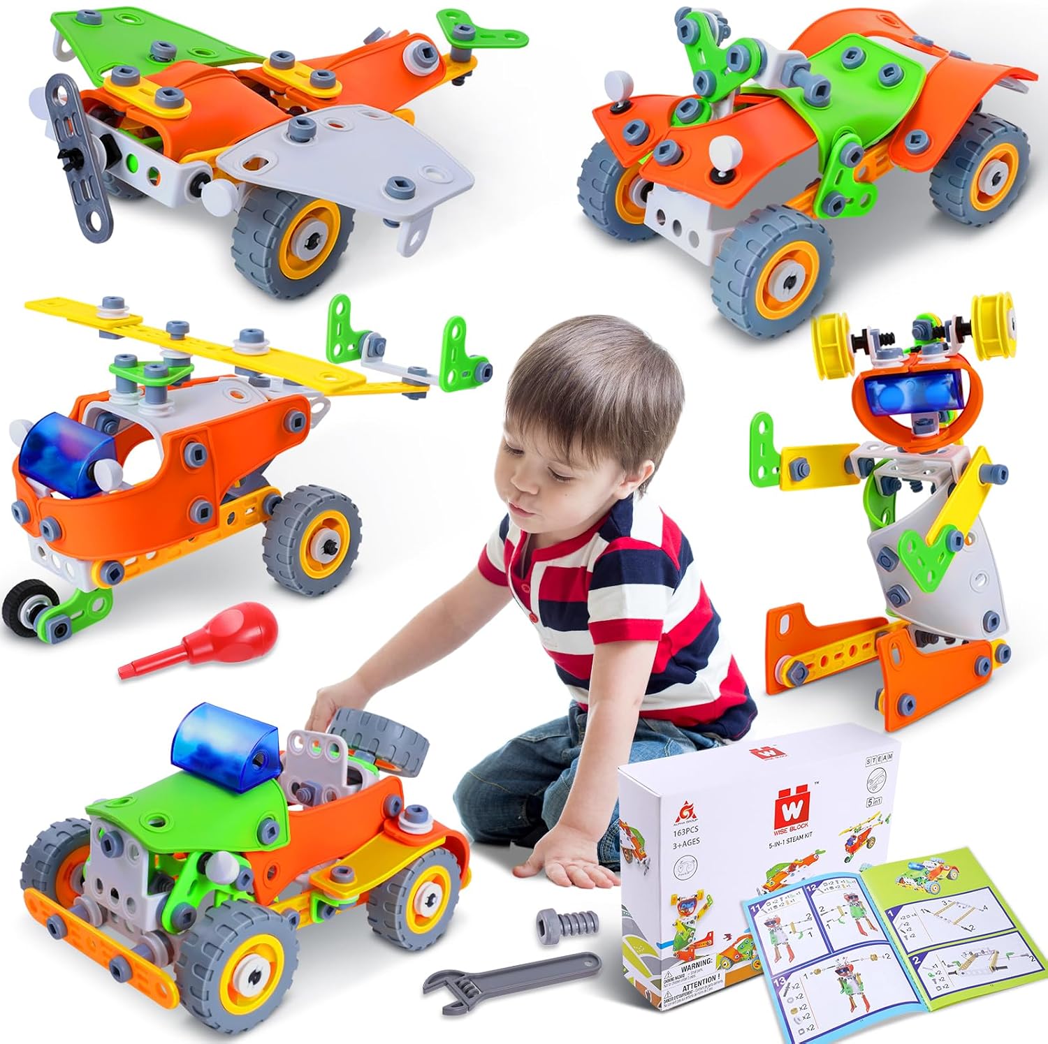 164 PCS Building Toys for Kids Ages 4-8 8-12, Educational STEM Activities, Erector Set Building Blocks, Construction Creative Games for Boys and Girls