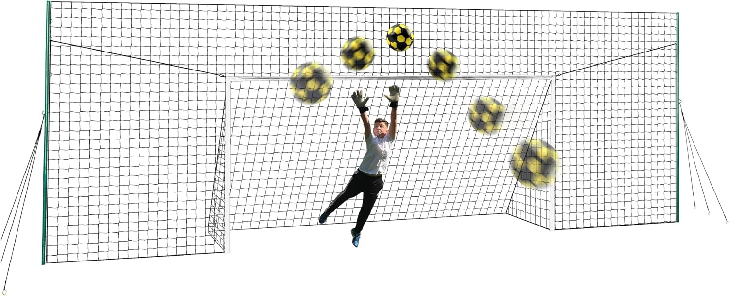 Open Goaaal Soccer Goal, Rebounder and Backstop Net | All-in-one backyard system; continuous shooting practice and missed-shot protection
