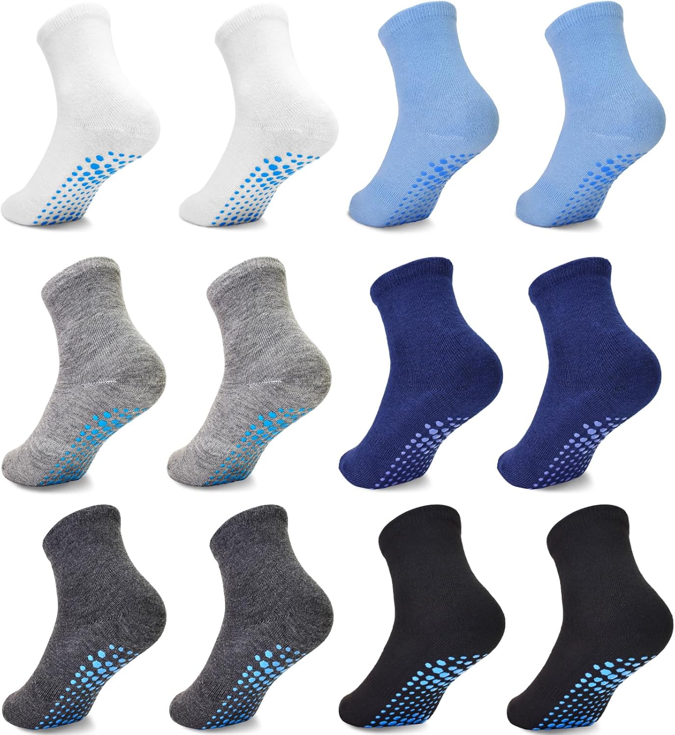 GRPSKCOS Toddler Non Slip Socks 12 Pairs Toddler Grip Socks Anti Skid Crew Sock for Boys Girls 1-7 Years