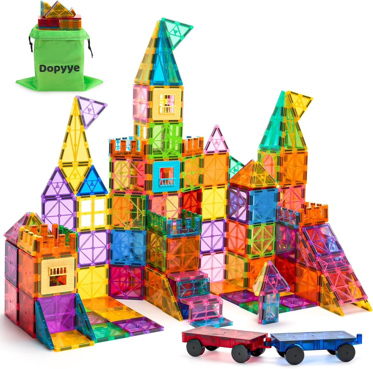 Dopyye 100 PCS Magnetic Building Tiles, Magnetic Block for Kids | Magnet Tiles STEM Educational Stacking Toys Gift with Storage Bag for Toddler Ages 3 4 5 6 7 8 9