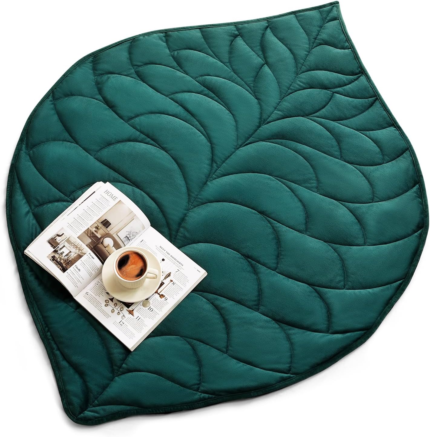 Kaisa Weighted Lap Blanket for Adults, 7 lbs 41″ x 53″, Leaf Pattern, Green | Washable Weighted Blankets, Small Portable Blanket for Relaxation, Cozy Luxury Crystal Velvet All-Season Heavy Blanket