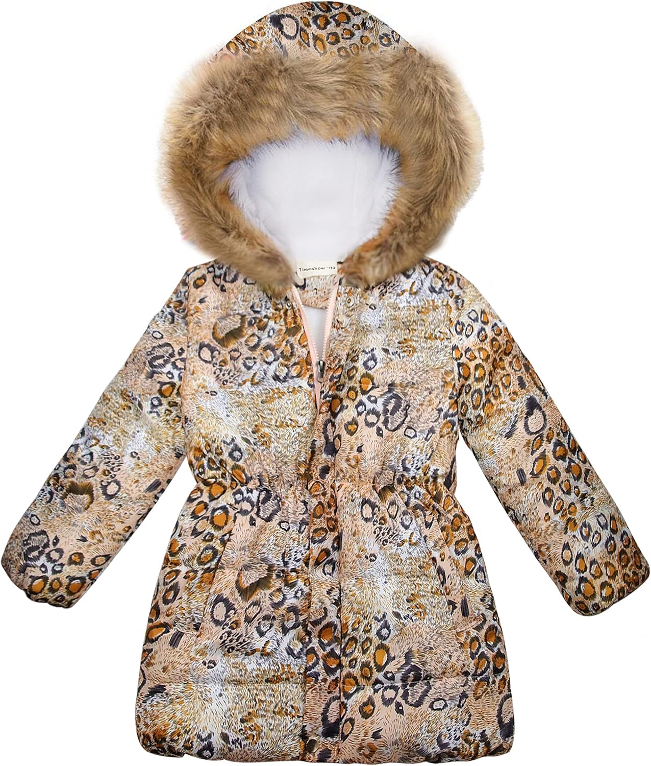 Girl’s Winter Coat Jacket Hooded Kids Toddler Flower Print Parka Outwear Warm Cotton Puffer Hooded Jacket