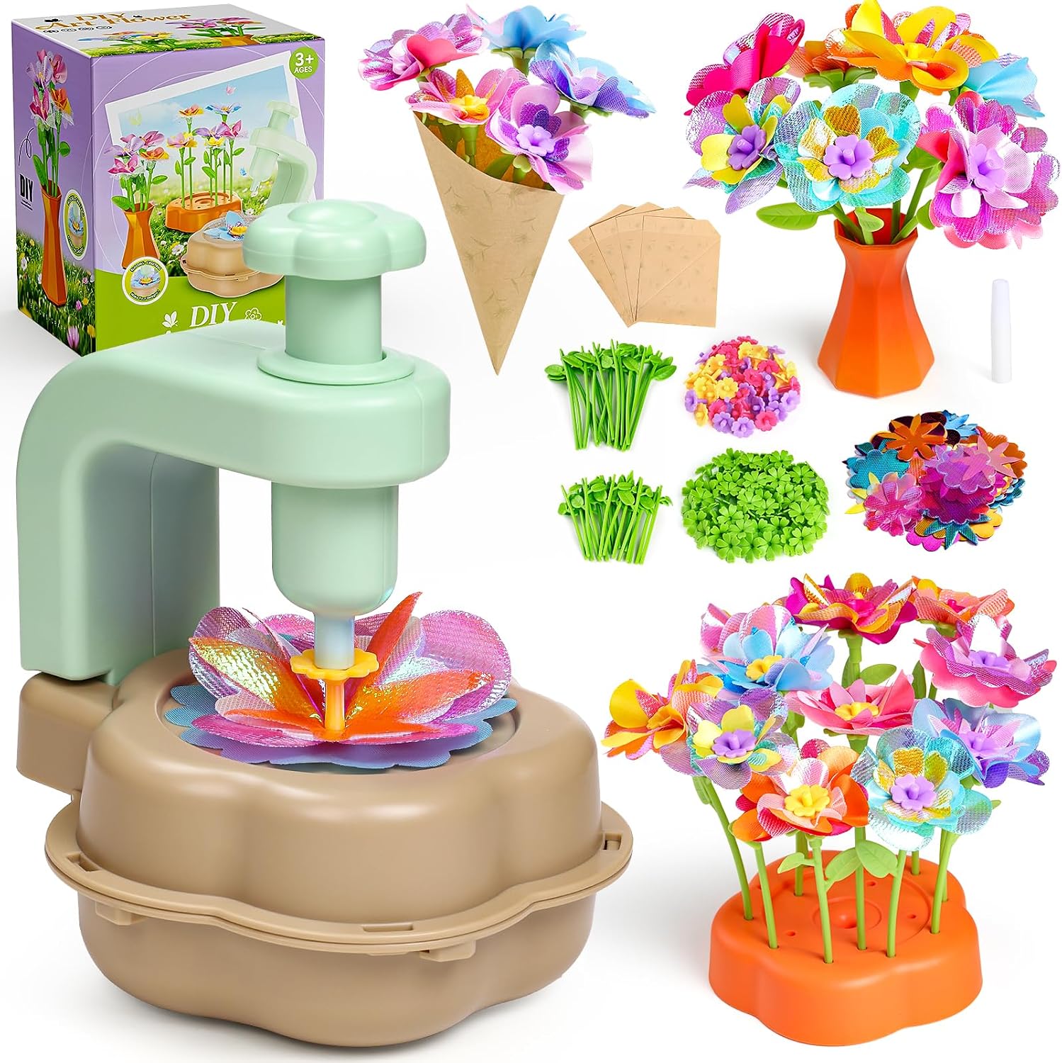 Scvcid Arts and Crafts for Girls Aged 3-12, Includes Extra Accessory Set | DIY Art Flower Toys Fabric Bouquet Craft for Toddler, Birthday Gifts for 3 4 5 6 7 8 9 10 11 12 Year Old Girls