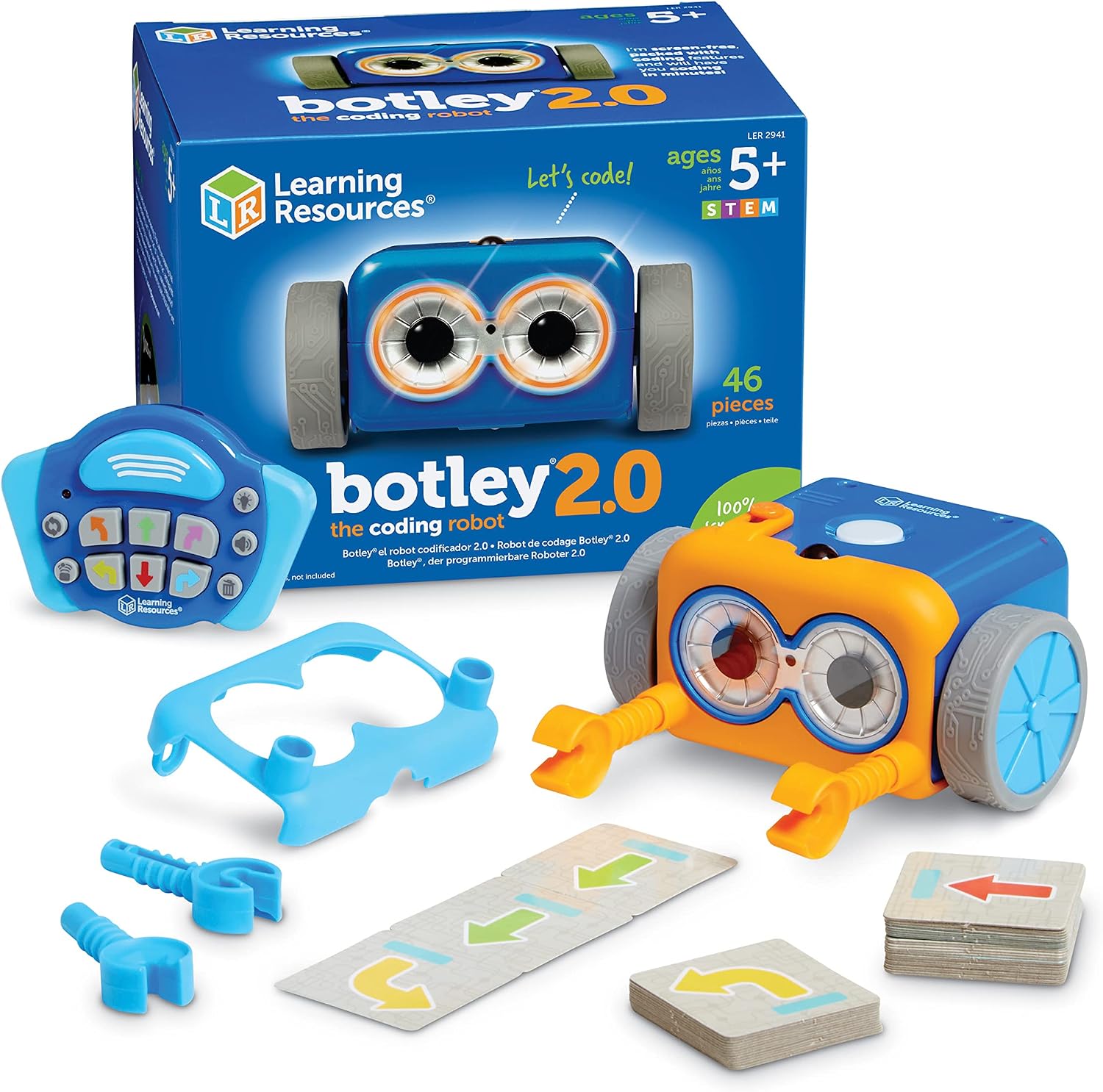 Learning Resources Botley 2.0 The Coding Robot | Robot Toy Gift Set, No-Screen Coding for Kids 5-7, STEM Robotics Kit for Beginners, Early Programming for Boys and Girls