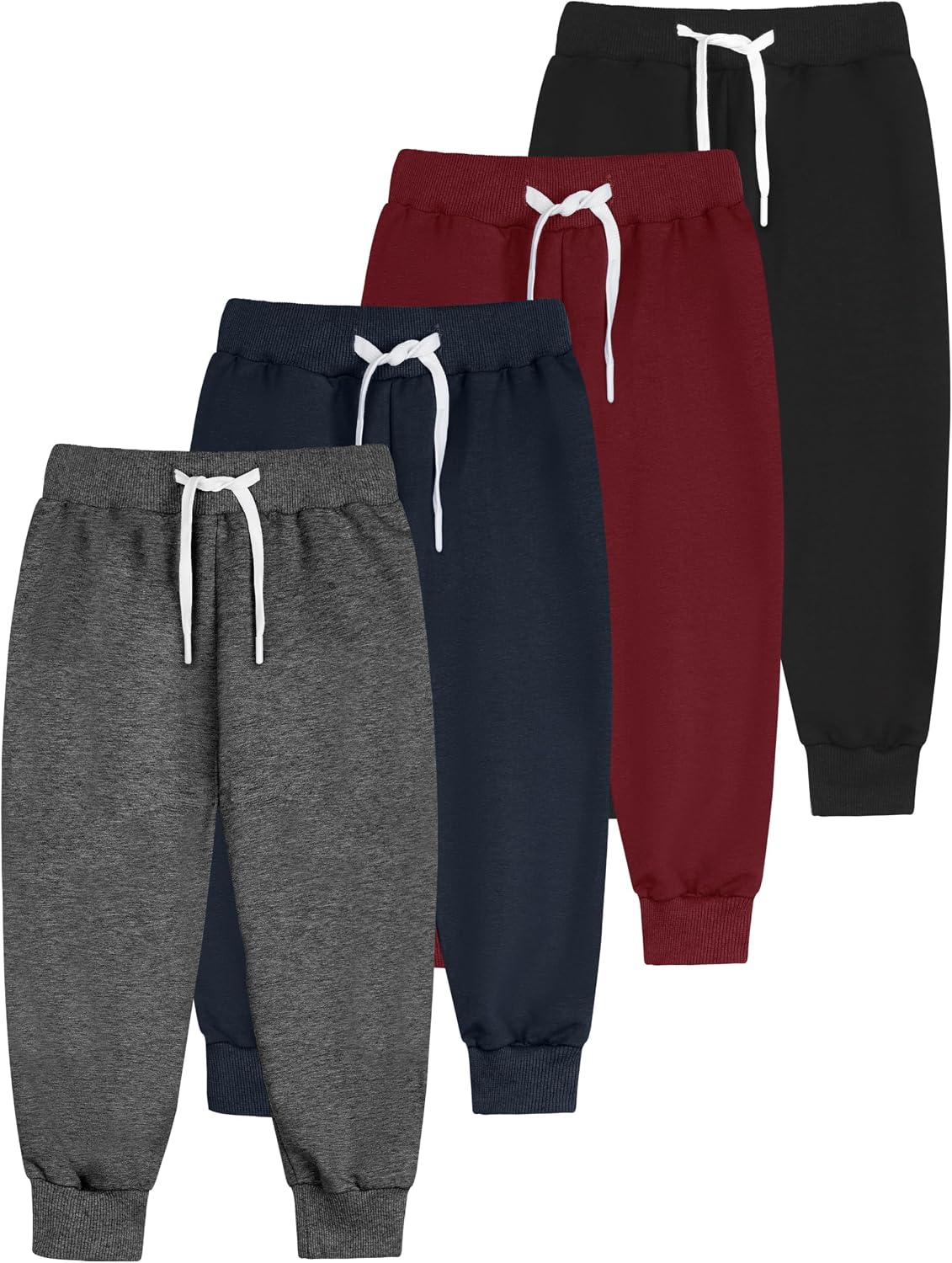Resinta 4 Pack Toddler and Boys Joggers Sweatpants Cotton Kids Active Pants with Drawstring Casual Athletic Clothes
