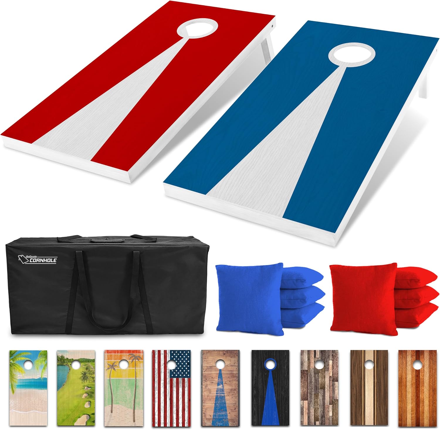 GoSports 4 x 2 ft Regulation Size Wood Cornhole Boards – 10 Vintage Wood Designs (Choose Your Style)