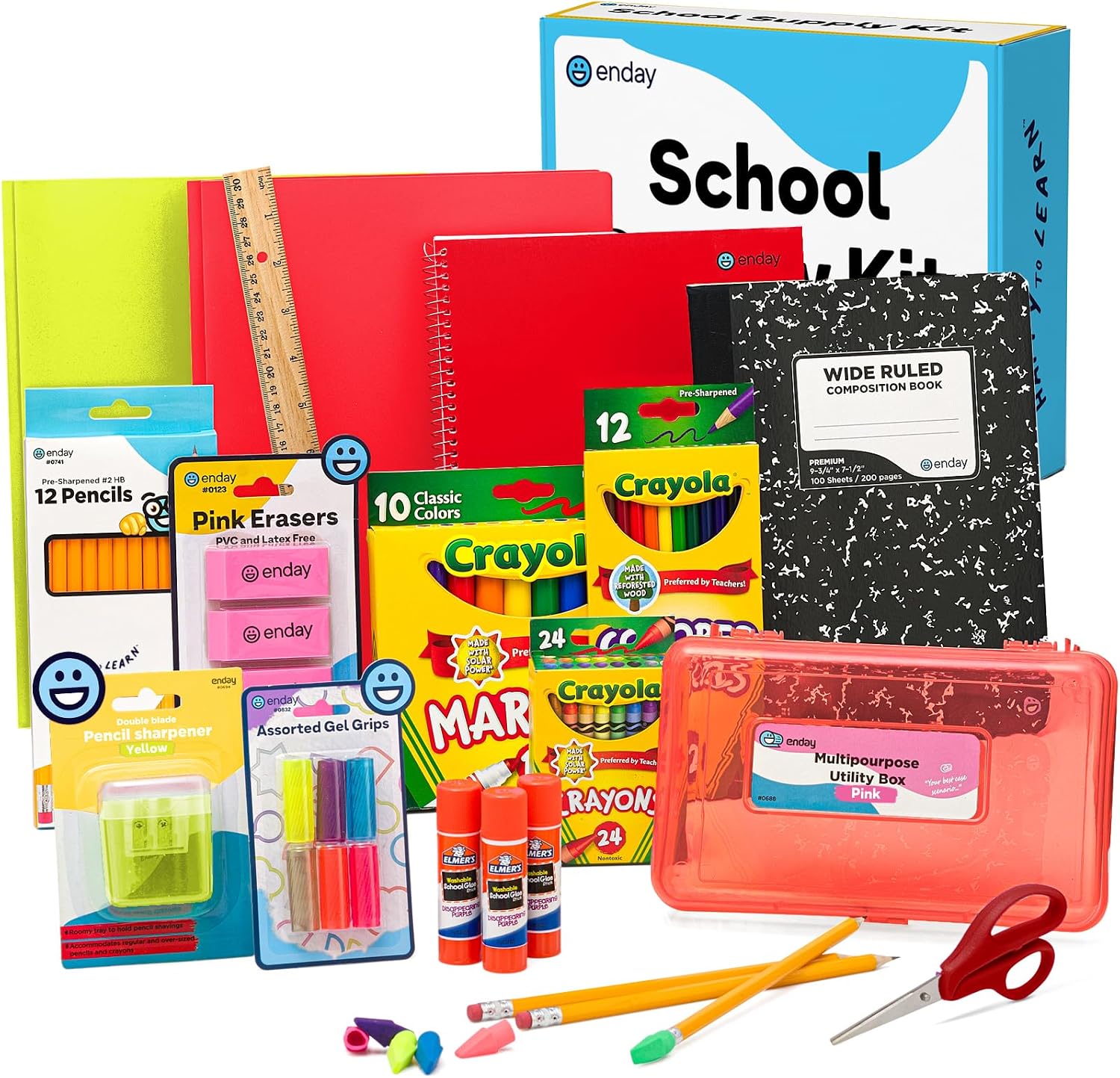 Enday Back to School Supplies Kit – Grades K-5, 83 Piece Back to School Supplies Kit, Kindergarten School Supplies Kids for Girls & Boys