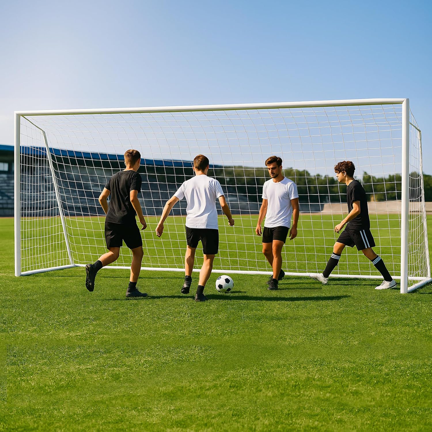 MOPHOTO Soccer Goal, 6X4/8×6/10×6.5/12×6/16×7/18.5×6.5/21×7/24x8ft Soccer Goals for Backyard, Full Size Soccer Goal for Teens & Adults Training