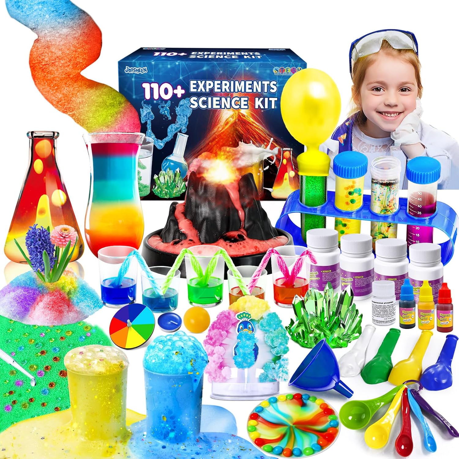 110+ Science Experiments Kits for Kids, Science Projects STEM Toys | Gifts for Boys & Girls, Volcano Eruption, Chemistry Set and More Scientist Educational Toys