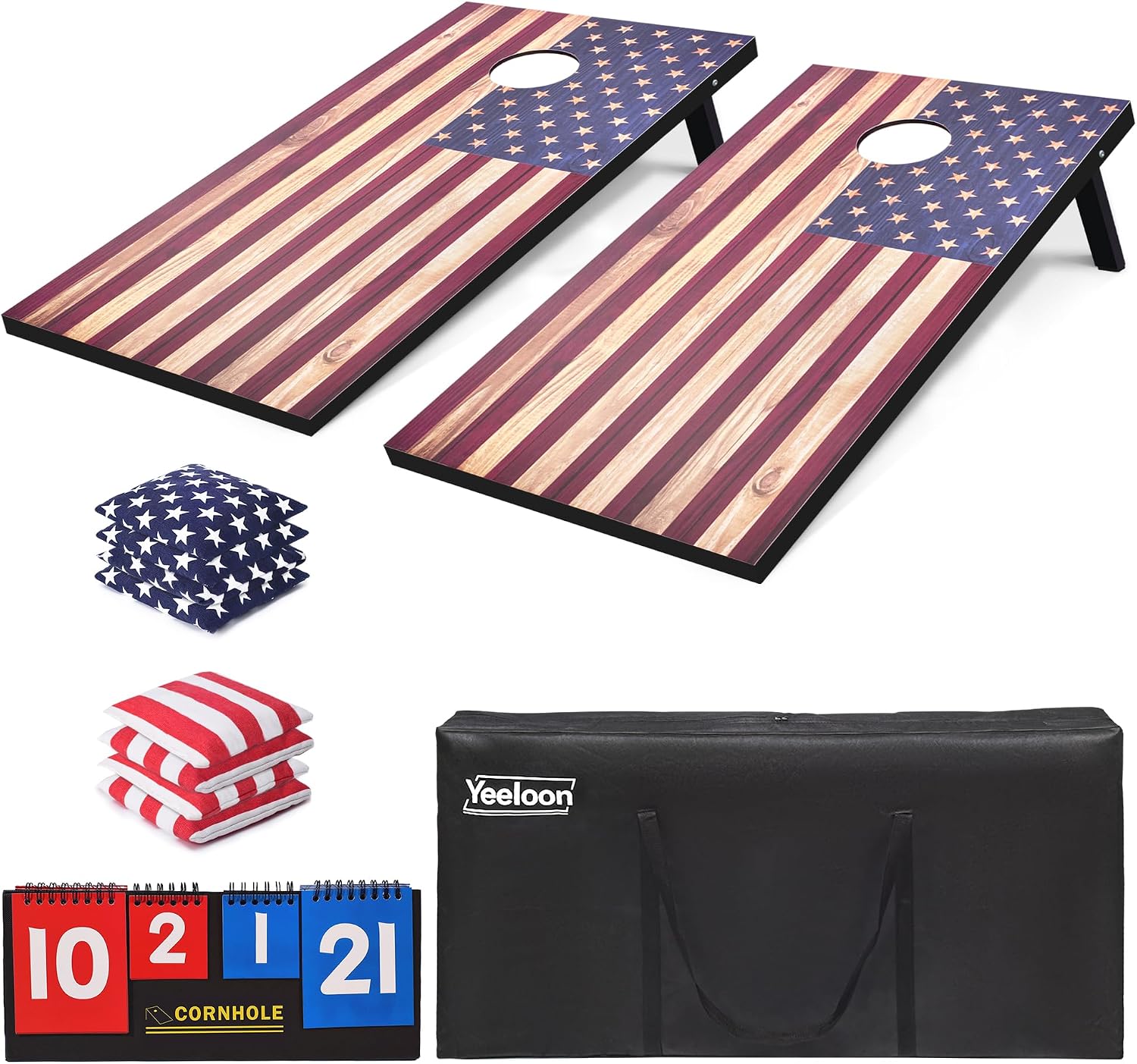 Cornhole Set, Regulation/Tailgate Size Cornhole Boards with 8 Bean Bags and Carrying Case, 4×2/3×2 Corn Hole Outdoor Game Toss Board for Adults Outside Activities