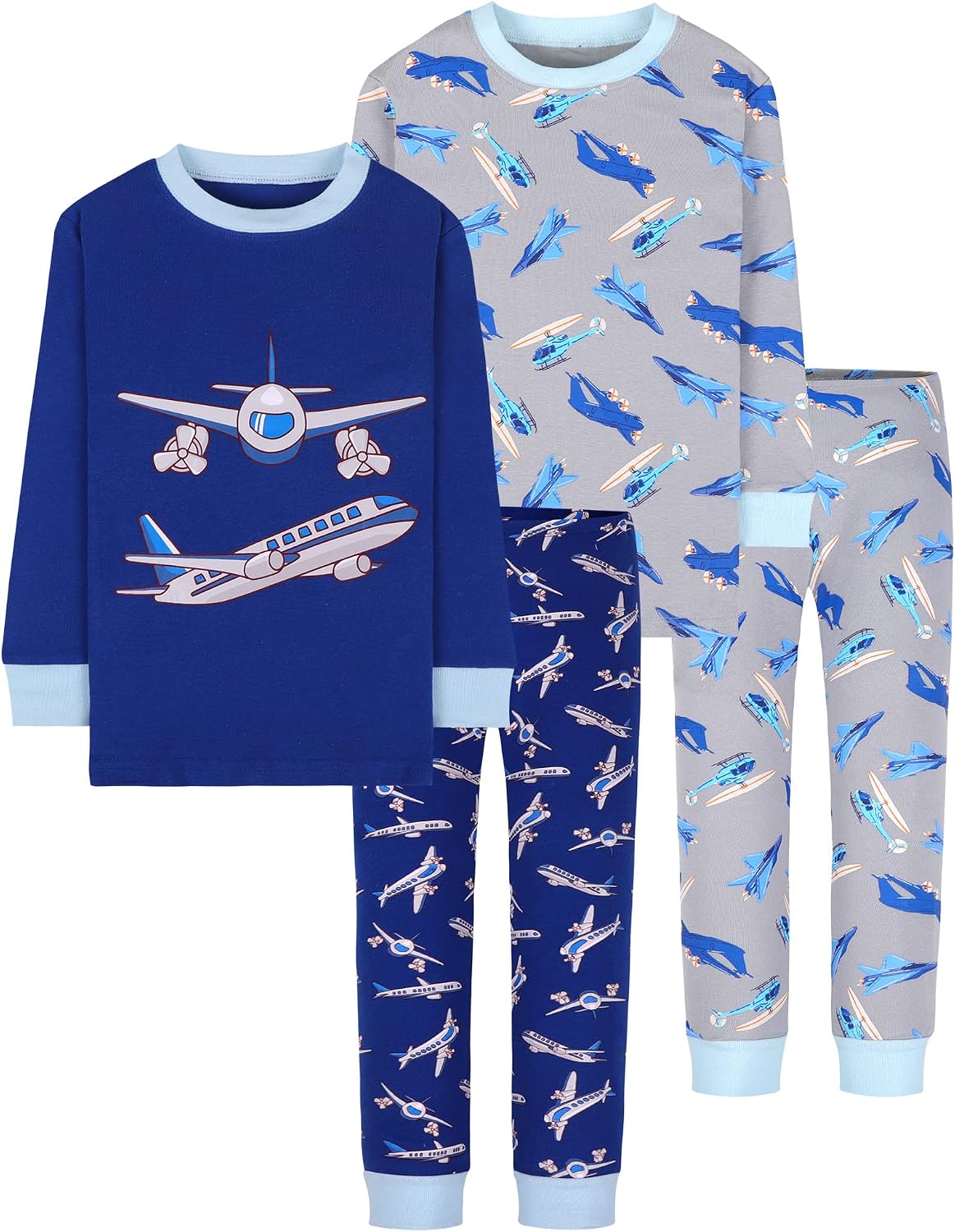 DAUGHTER QUEEN Boys Pajamas 4 Pieces Long Set 100% Cotton Sleepwear Size 18 Months-12 Years