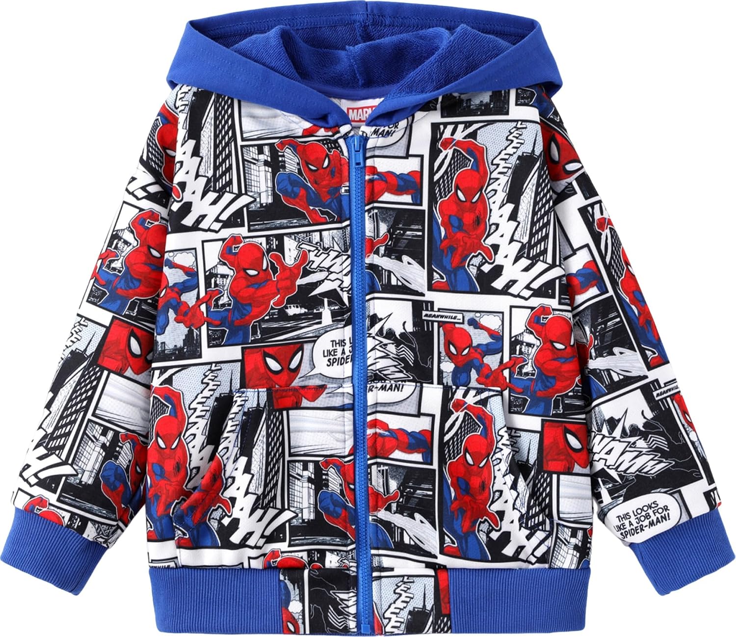 Marvel Zipper Hoodie Spiderman Hood Sweatshirt Hulk Cardigan Boy Girl 2-12Y | Officially Licensed Graphic Apparel Top,Kid Light Clothes,Venom Miles Morales Outfit,SpiderVerse Top,Toddler Midweight Fleece