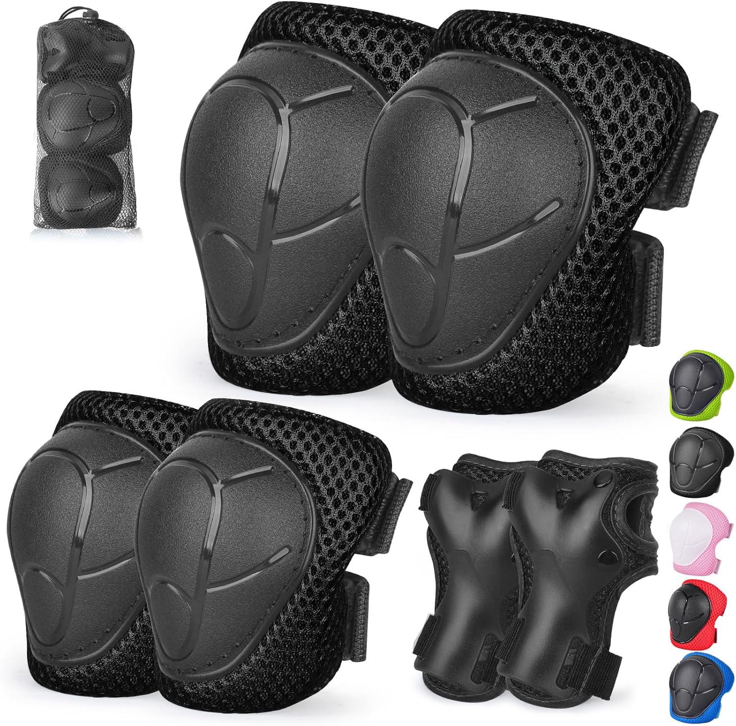 Kids/Youth Knee Pads and Elbow Pads Set with Wrist Guard 3 in 1 Kids Protective Gear Set for 3-14 Years for Skateboarding, Skiing, Cycling, BMX Biking, Running, Scooter