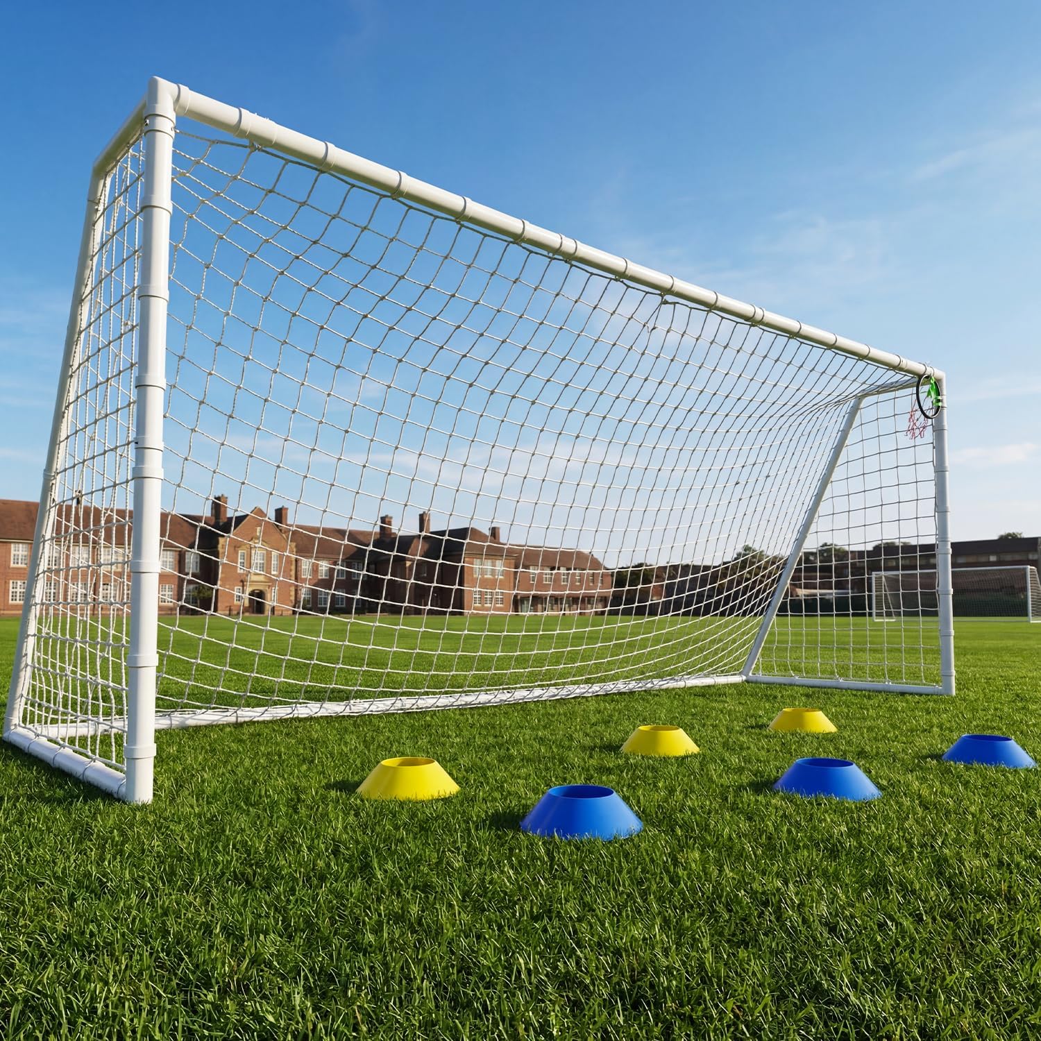Soccer Goal for Backyard, 8×6,12×6,16×7 FT Rust-Proof Reinforced Metal Soccer Goals with PE Soccer Net, Target Net & Training Cones, Outdoor Soccer Net for Kids, Youth Training or Team Games