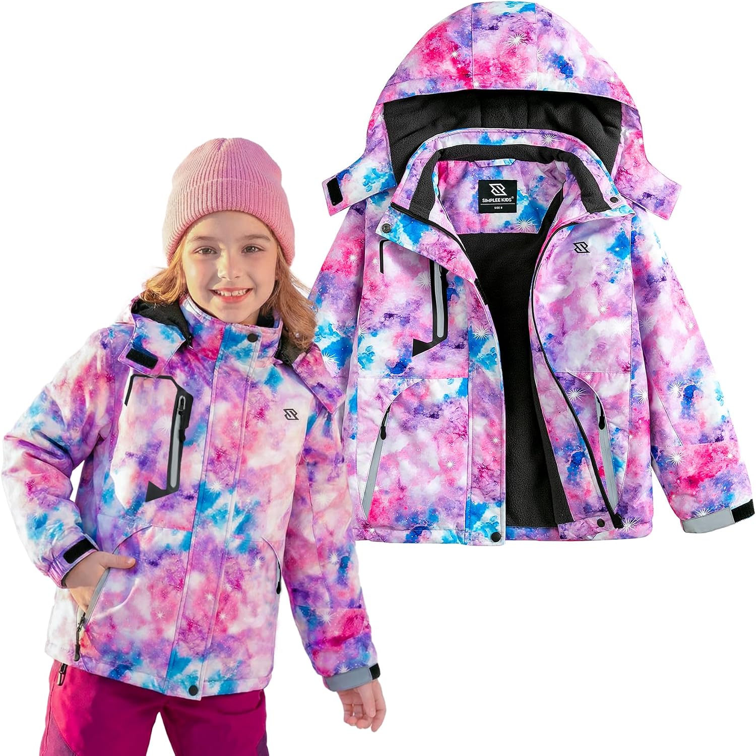Girls Winter Ski Jacket,Waterproof,F-purple | Warm Fleece Lining and Windproof Shell,Winter Snowboarding and Skiing ,for Teen and Little Girls