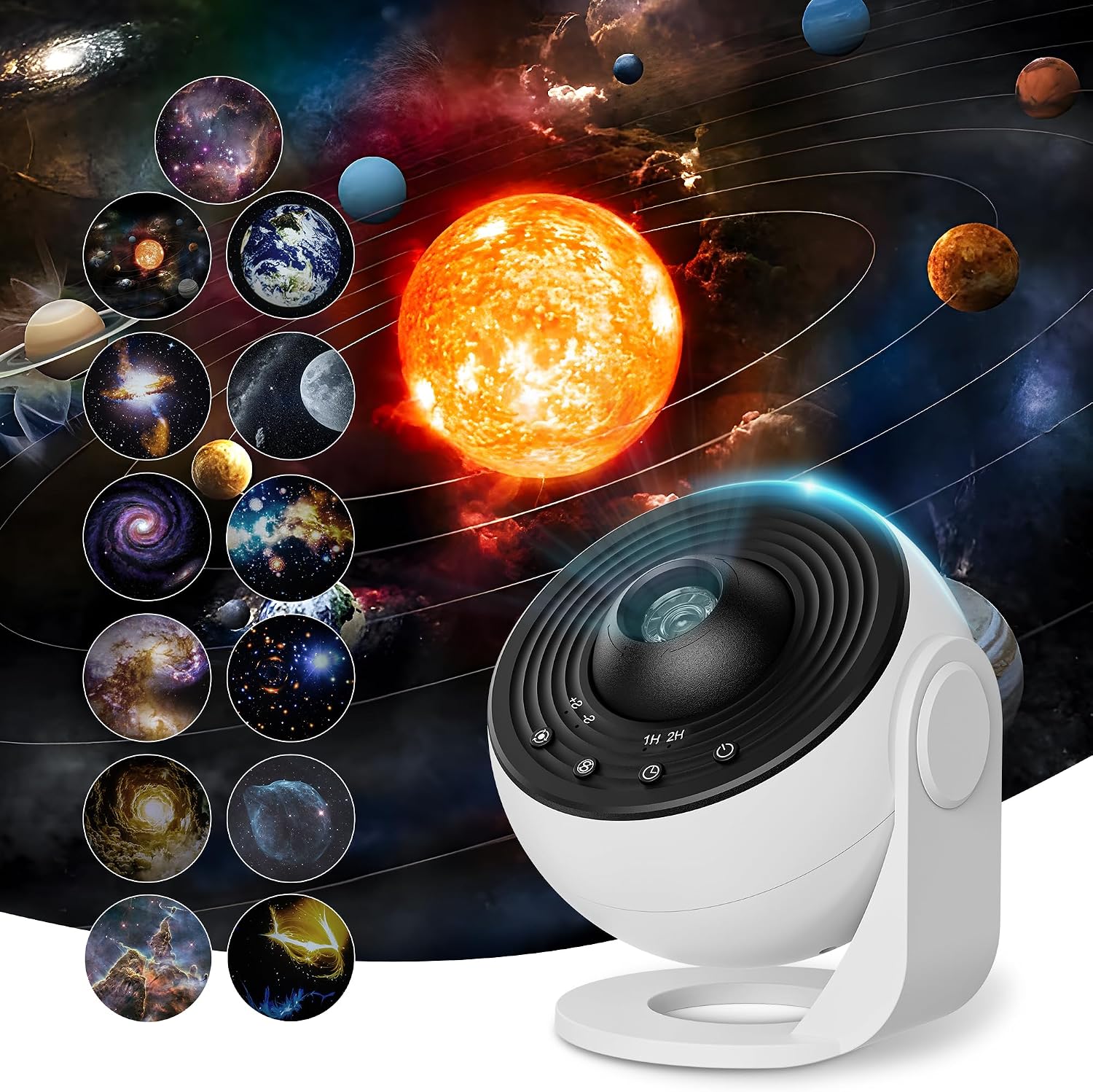 Galaxy Projector Pro for Bedroom, 13 in 1 Planetarium Star Projector with Solar System & Constellation, Night Light for Ceiling – 360° Rotating with Timer, Adjustable Knob, Kids Adults Room Decor