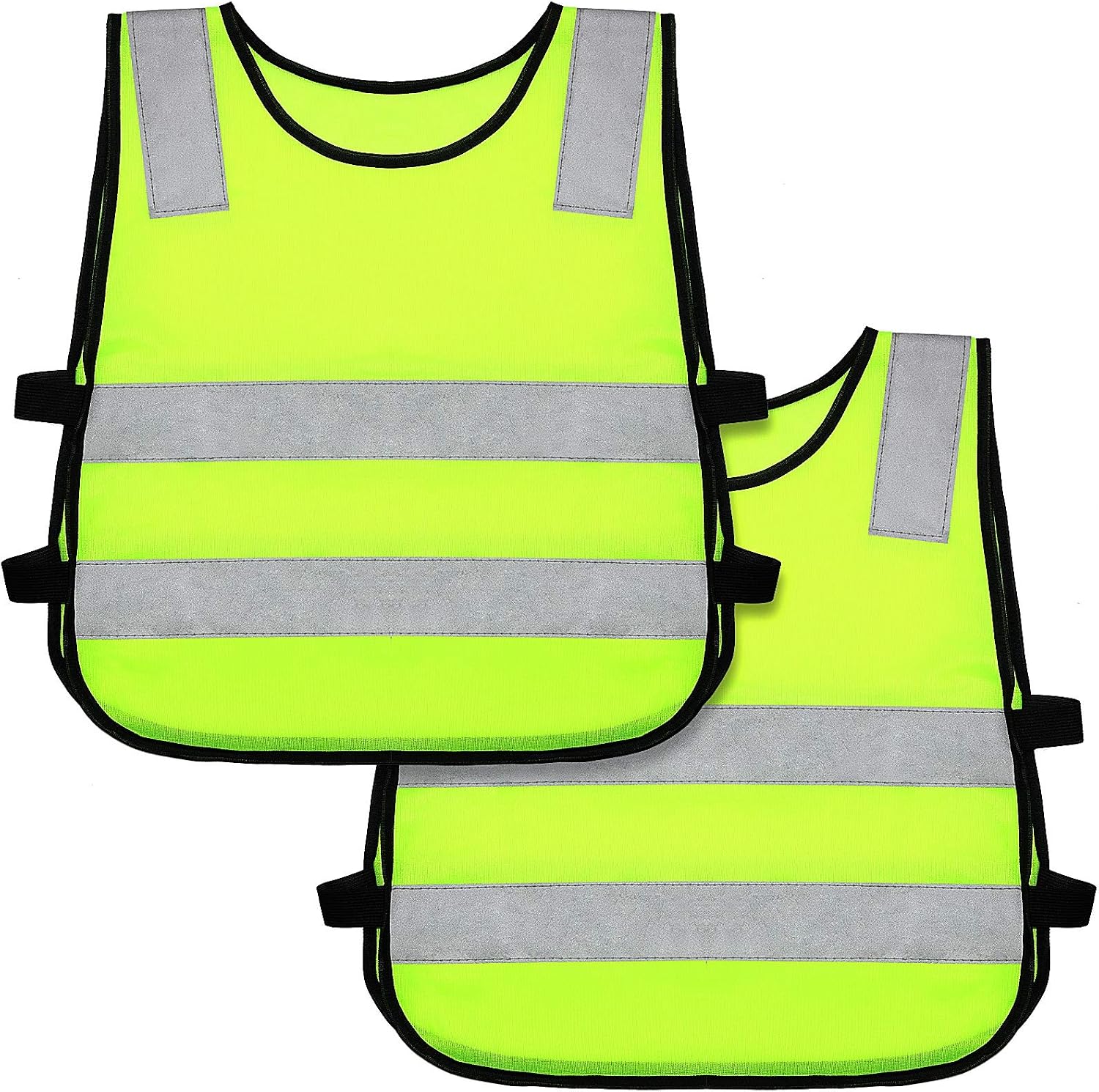 Geyoga 2/10 Pieces Kids Reflective Vest Child Toddler Safety High Visibility Vest Yellow for Cycling Walking Skiing