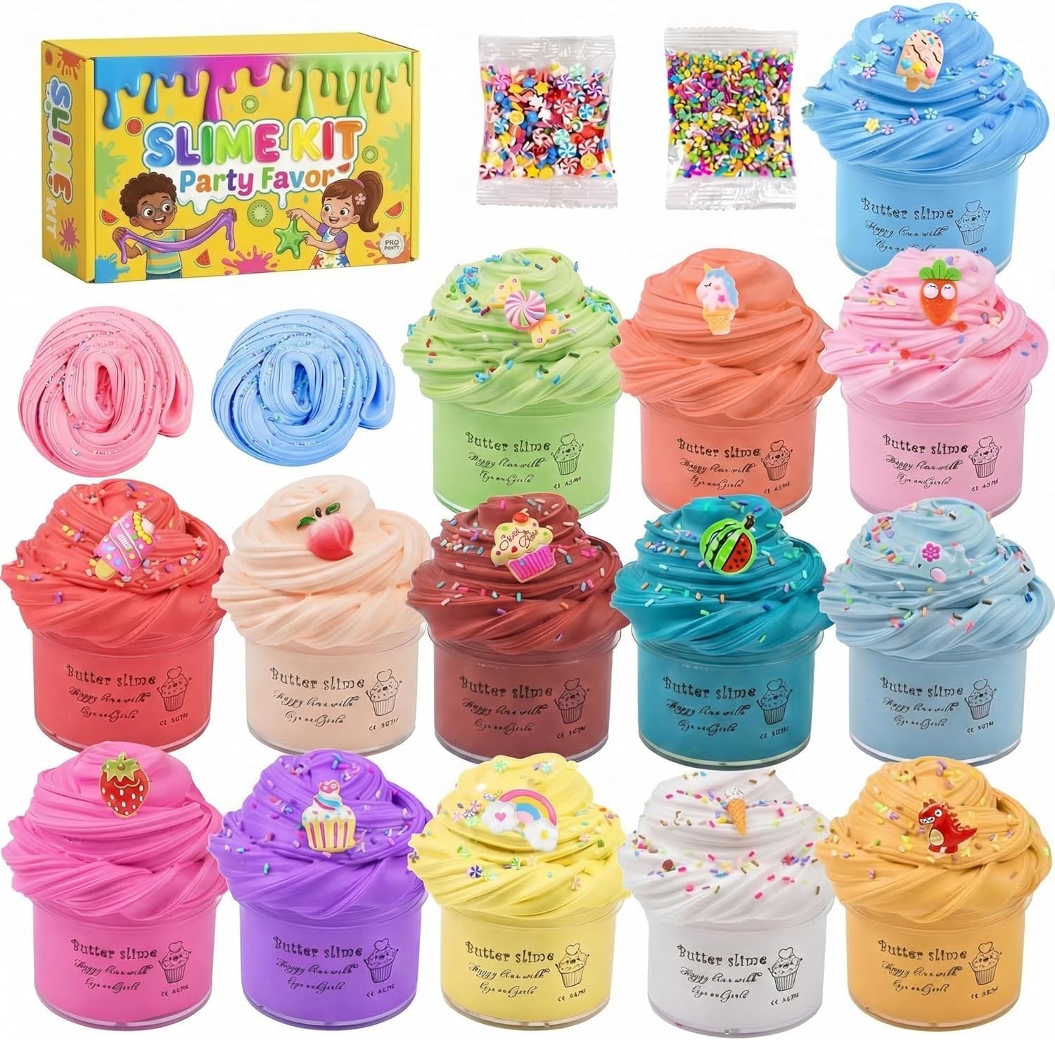 14 Pack Mini Butter Slime Kit, Soft Non-Sticky DIY Slime Toys, Stress Relief Toys, Perfect for Party Favors, Birthday Gifts & Classroom Rewards for Kids Girls Boys