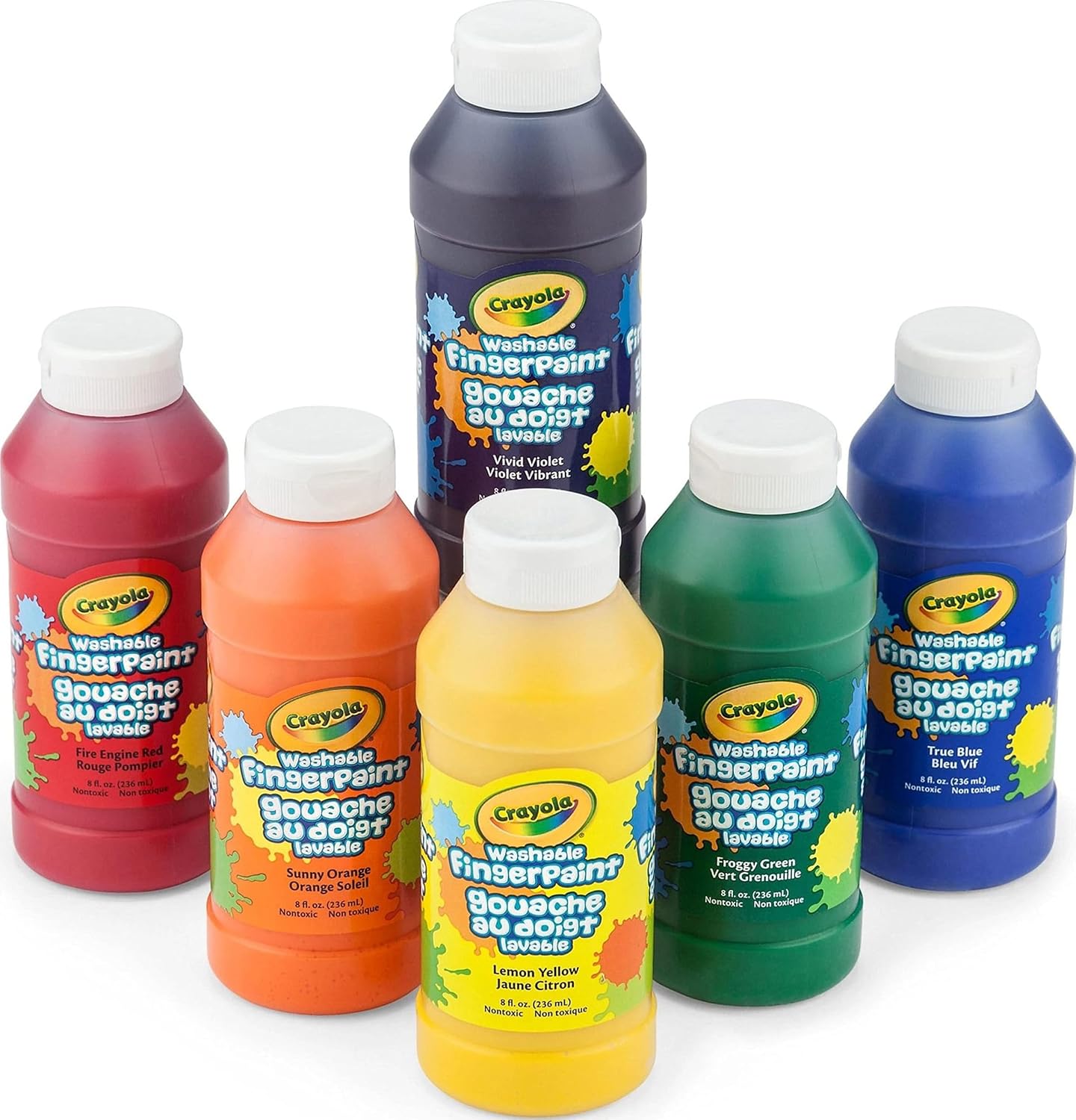 Crayola Washable Finger Paints (6ct), Teacher Classroom Must Haves, Toddler Paint Set, Nontoxic Finger Paint for Kids, Arts & Crafts Supplies for Toddlers [Amazon Exclusive]
