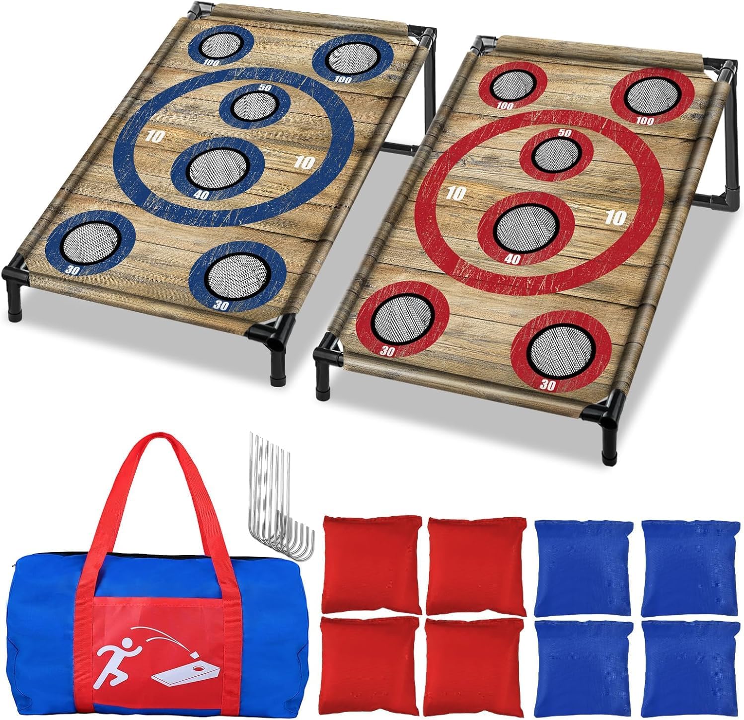 NZQXJXZ Cornhole Board Set Corn Hole Games for Adults and Kids Backyard | 3×2 Ft Corn Hole Toss Game with 8 Bean Bags for Indoor, Outdoor, Ideal for Camping Travel,Parties,Beach, Yard
