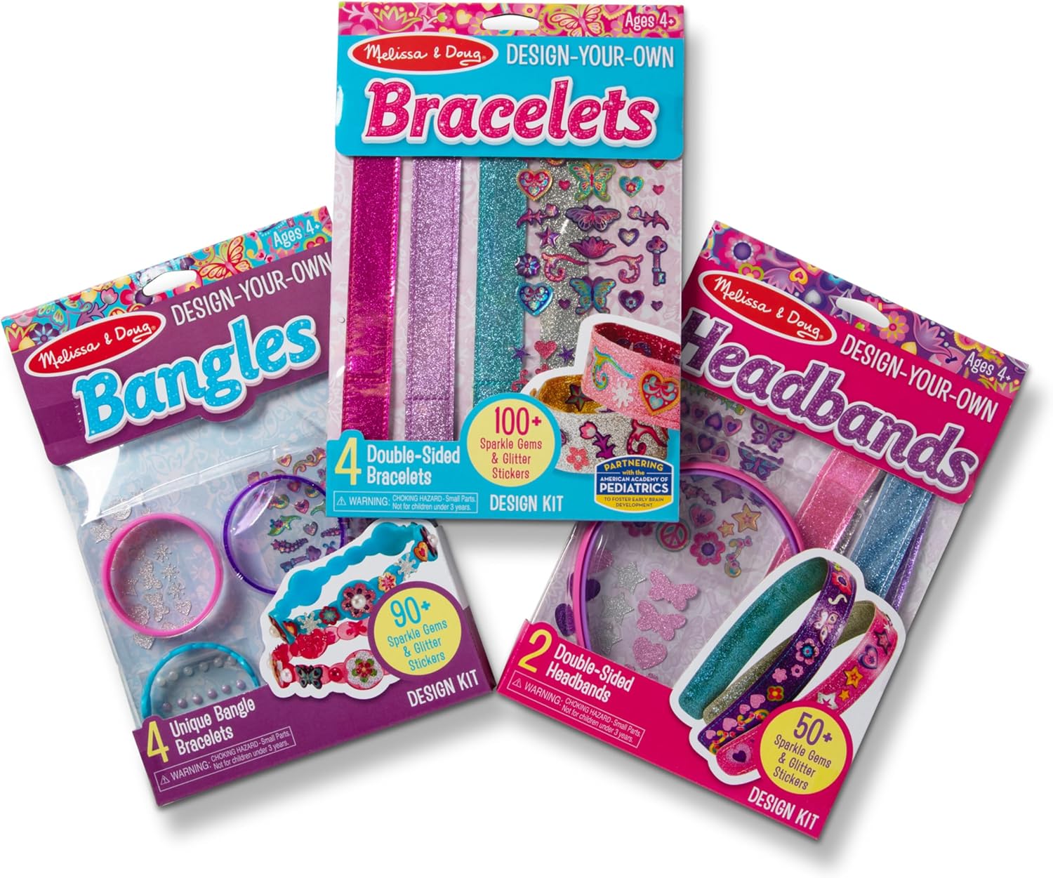 Melissa & Doug Design-Your-Own Jewelry-Making Kits – Bangles, Headbands, and Bracelets DIY Jewelry, Decorate with Stickers, Bracelet and Headband Crafting Set for Kids Ages 4+
