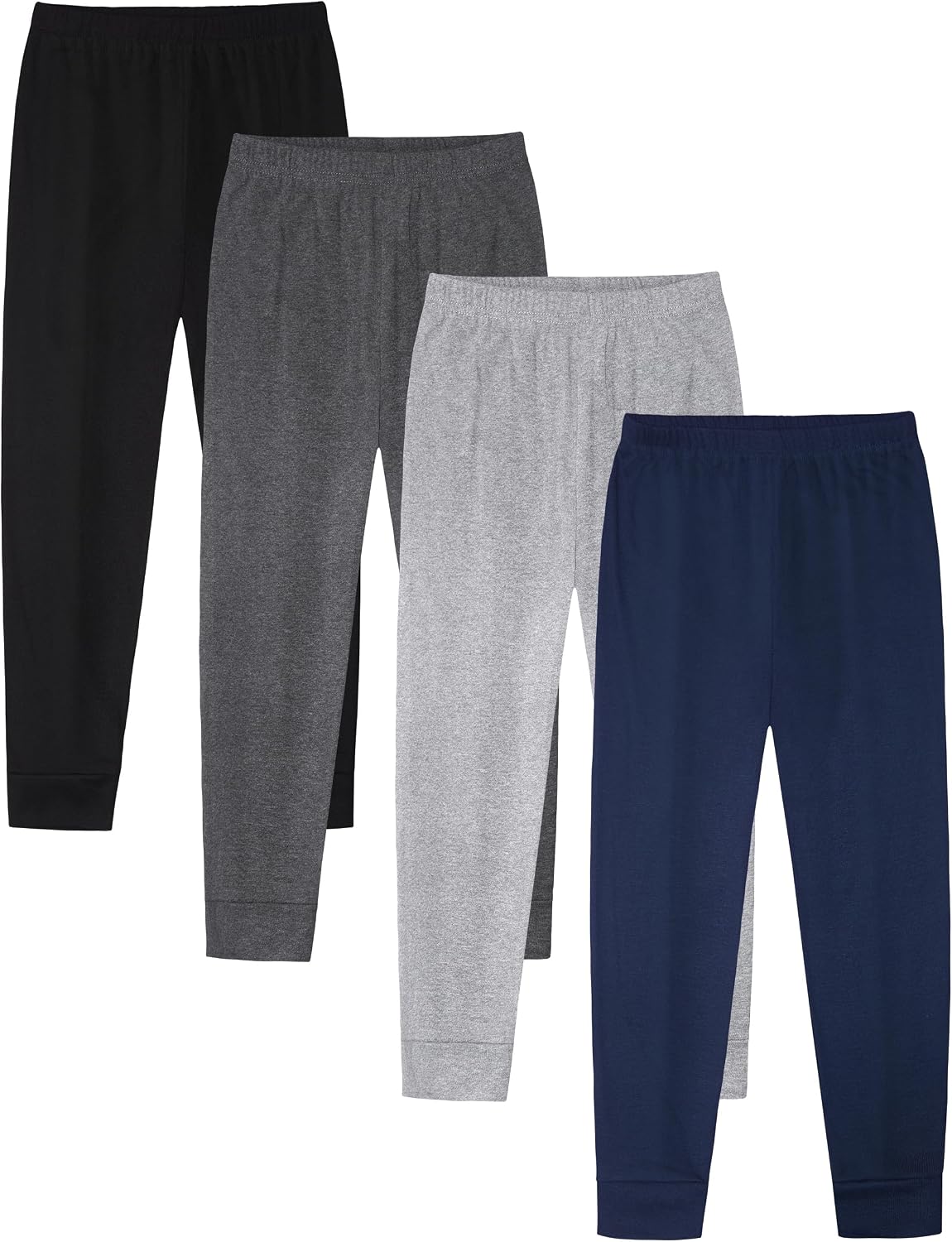 VOGRYE Toddler Boy Pants 4 Pack Cotton Blend Drawstring Joggers Set | Cotton blend pull on joggers with drawstring waist for daycare school play and everyday outfit change routines