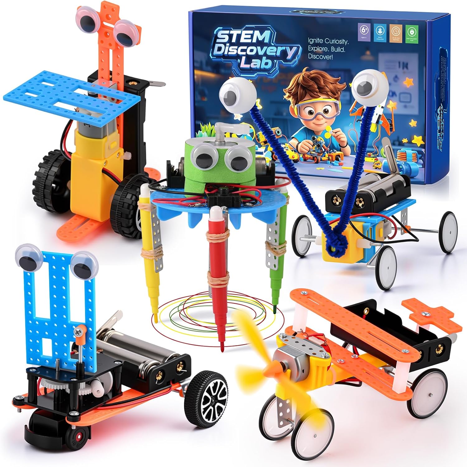 STEM Kits for Kids Ages 6-12, 5-in-1 Robot Building Science Kit for Boys Girls, DIY Robotics Engineering Projects, Educational STEM Toys, Birthday for Kids Age 6 7 8 9 10 11 12