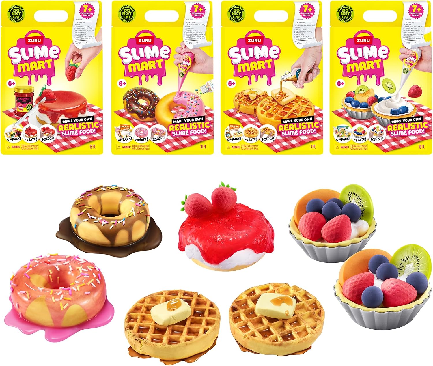 Slime Mart Small Bag (4 Pack) by ZURU | Mix, mold & decorate realistic food slime; satisfying squishy, stretchy sensory play; viral SlimeTok foodie fun; collectible