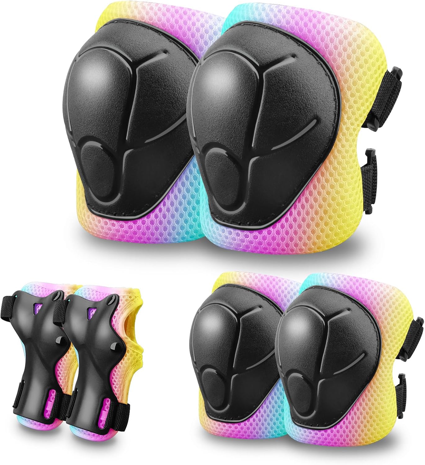 ZLEIOUY Kids Protective Gear Set Knee Pads for Kids 3-14 Years Toddler Knee and Elbow Pads with Wrist Guards 3 in 1 for Skating Cycling Bike,Biking, Roller Skates, Scooters