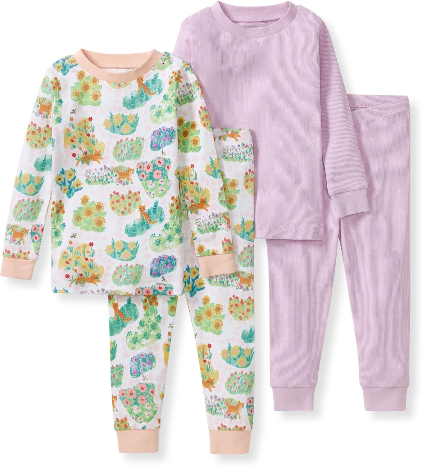 Burt’s Bees Baby Girls Organic Cotton Pajamas, Toddler PJ Set, 2-PC | Soft, cozy, snug fitting pajamas feature stretchy ribbed cuffs and hand painted prints to make bedtime a breeze